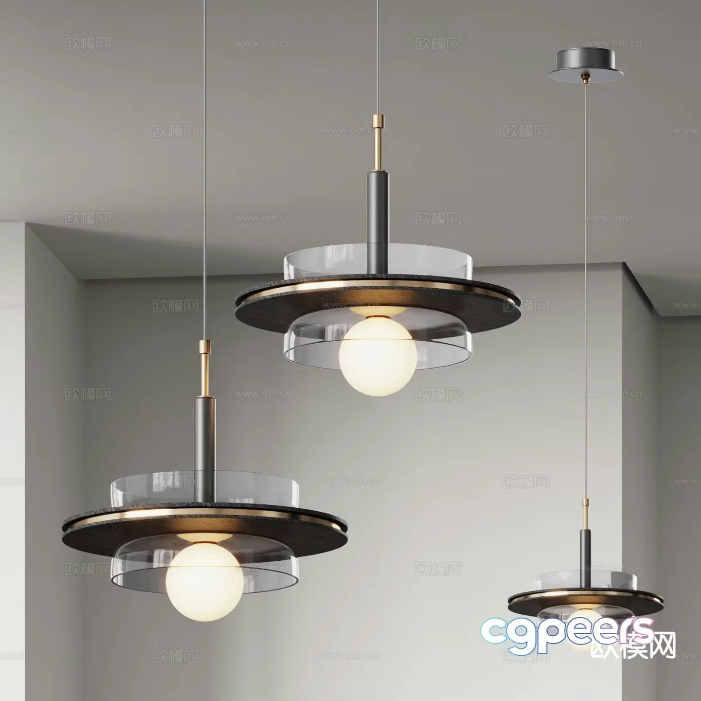 Light luxury chandelier glass chandelier 3d model