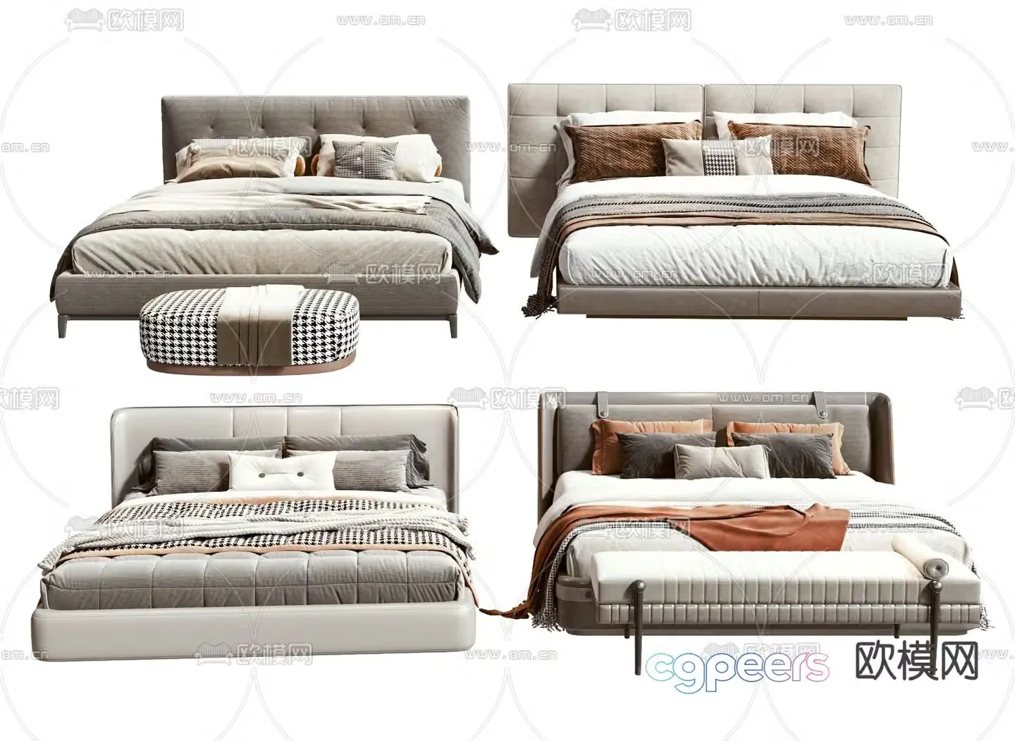 Modern double bed 3d model