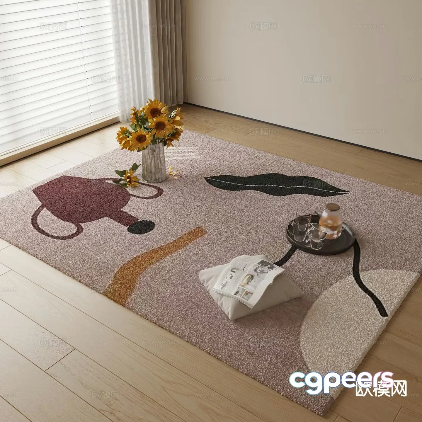 Modern carpet square rug 3d model