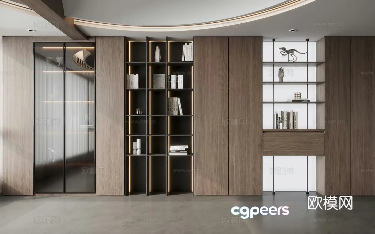 Italian glass bookcase 3d model