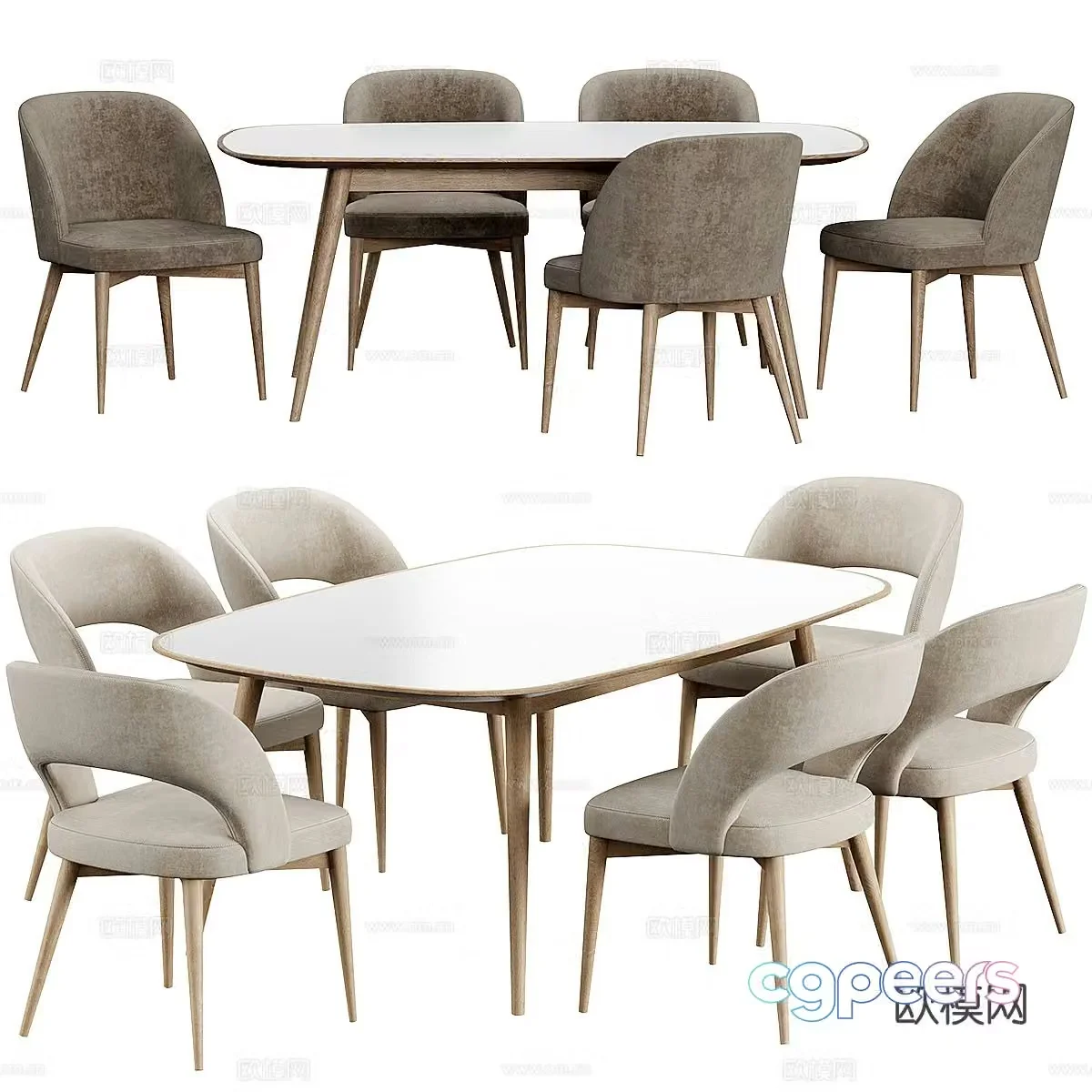 Modern dining table dining chair 3d model