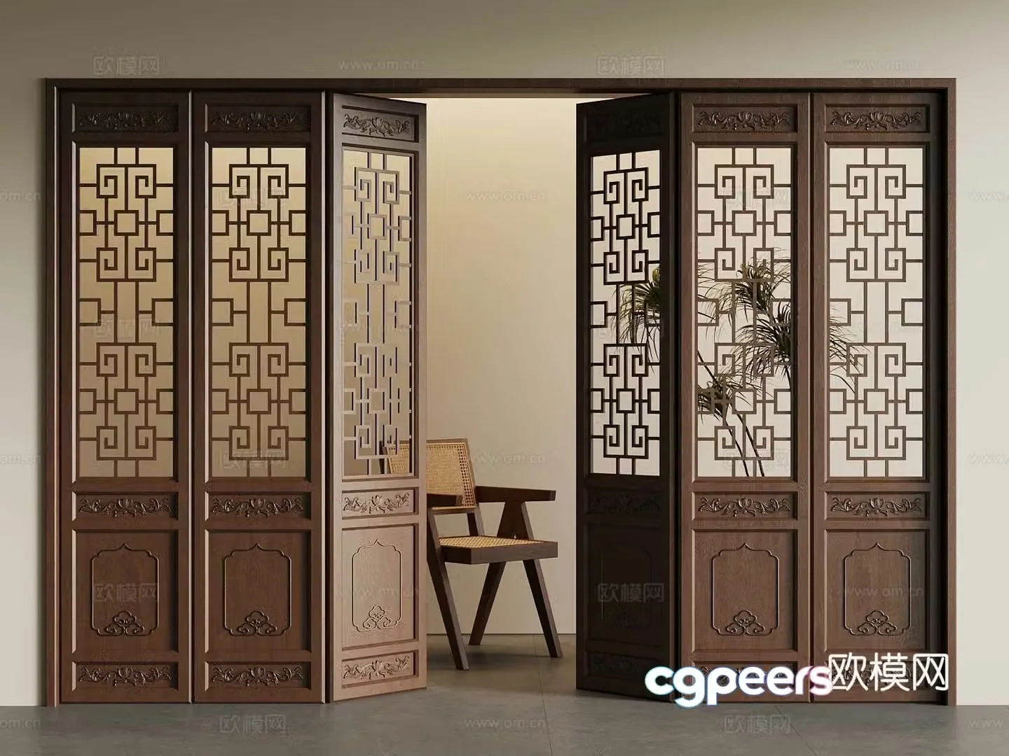 New Chinese folding door 3D model