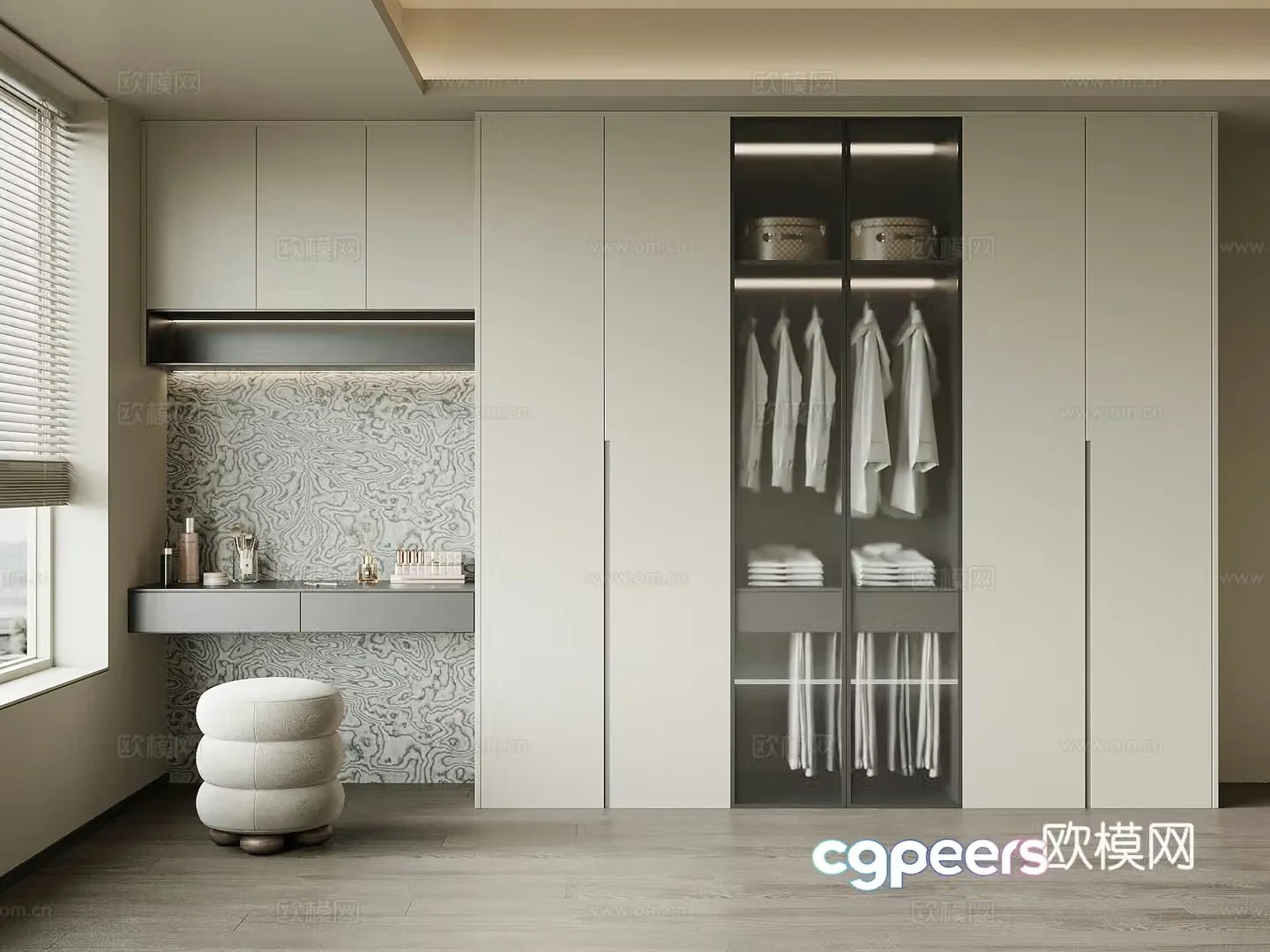 Modern Italian wardrobe dressing table integrated cabinet 3d model