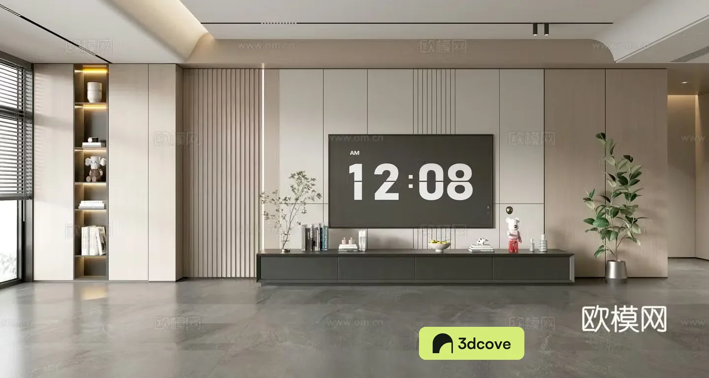 Modern simple living room light luxury TV background wall TV set full wall TV cabinet combination