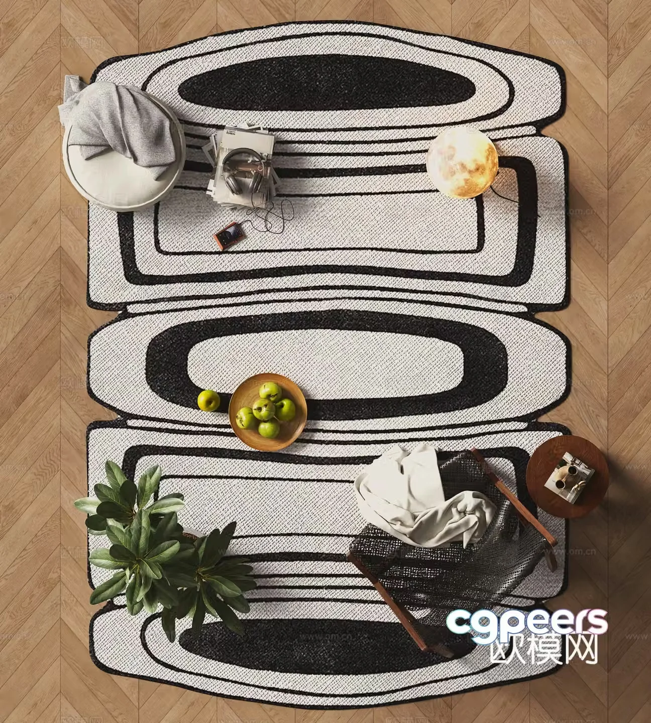 Modern shaped carpet 3d model
