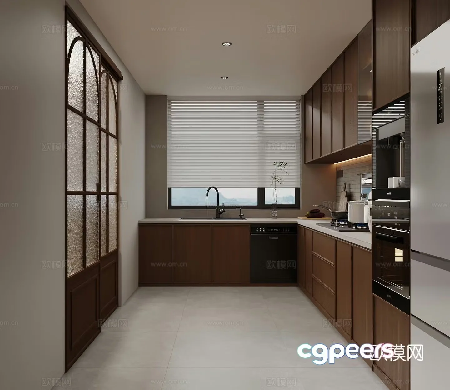 Middle style kitchen cabinet 3d model
