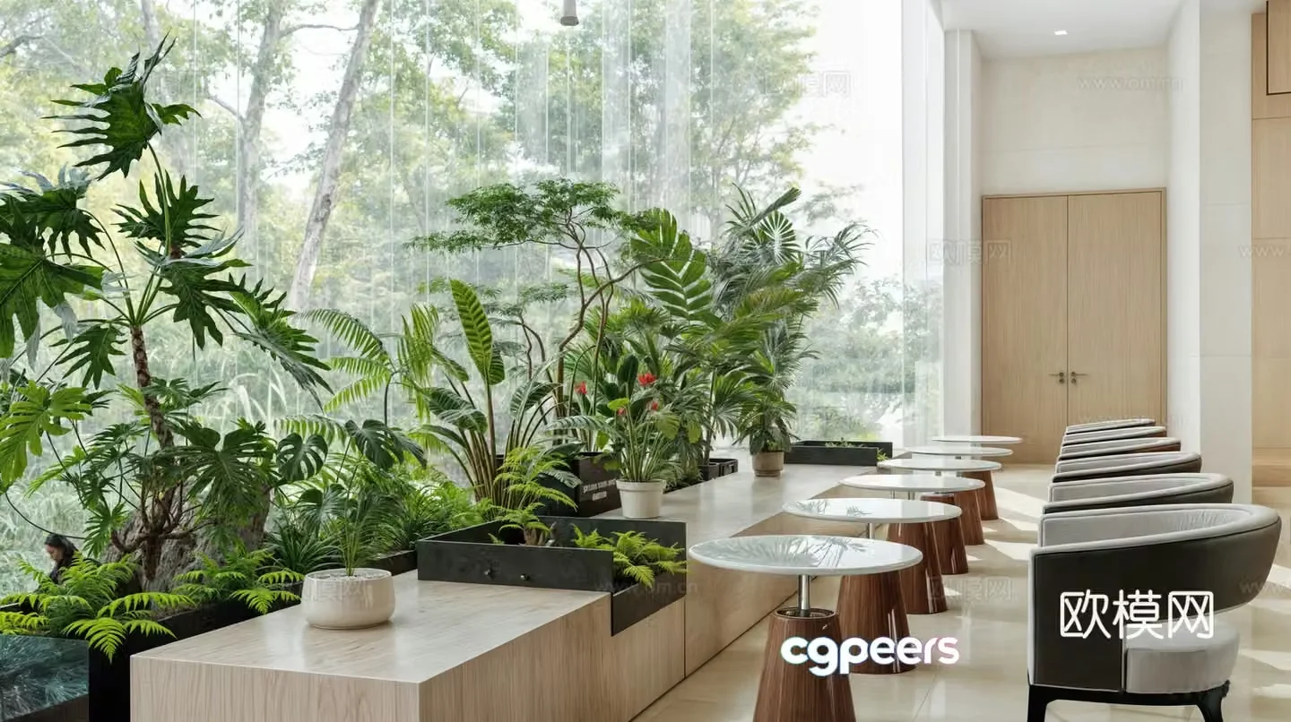 Plant pile indoor landscaping landscape sketch sofa coffee table combination potted plants indoor landscape 3d model