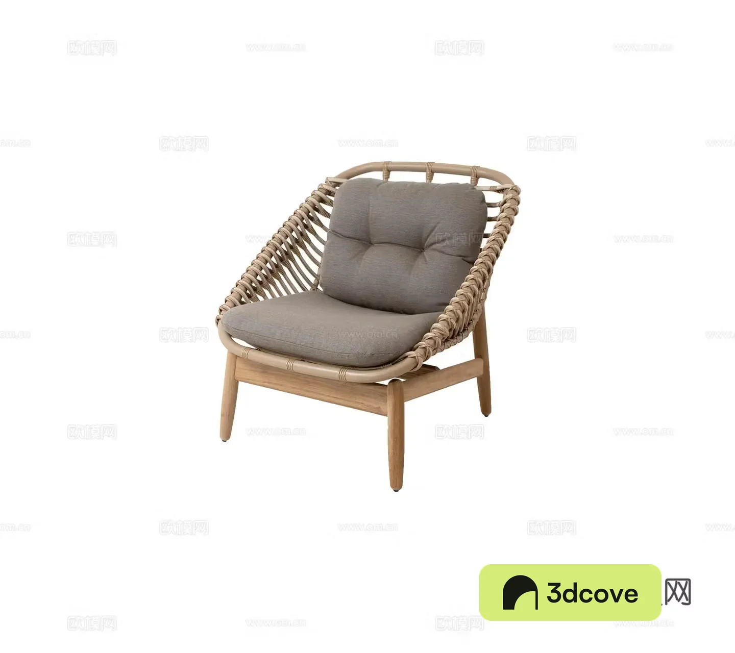 Modern Denmark Outdoor Garden Single Rattan Metal Fabric Sofa Combination