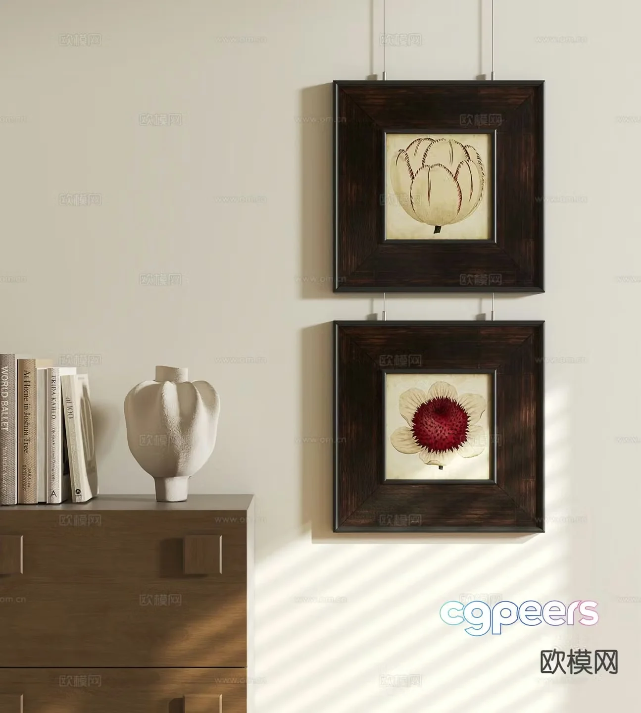 French retro hanging painting flower painting 3d model