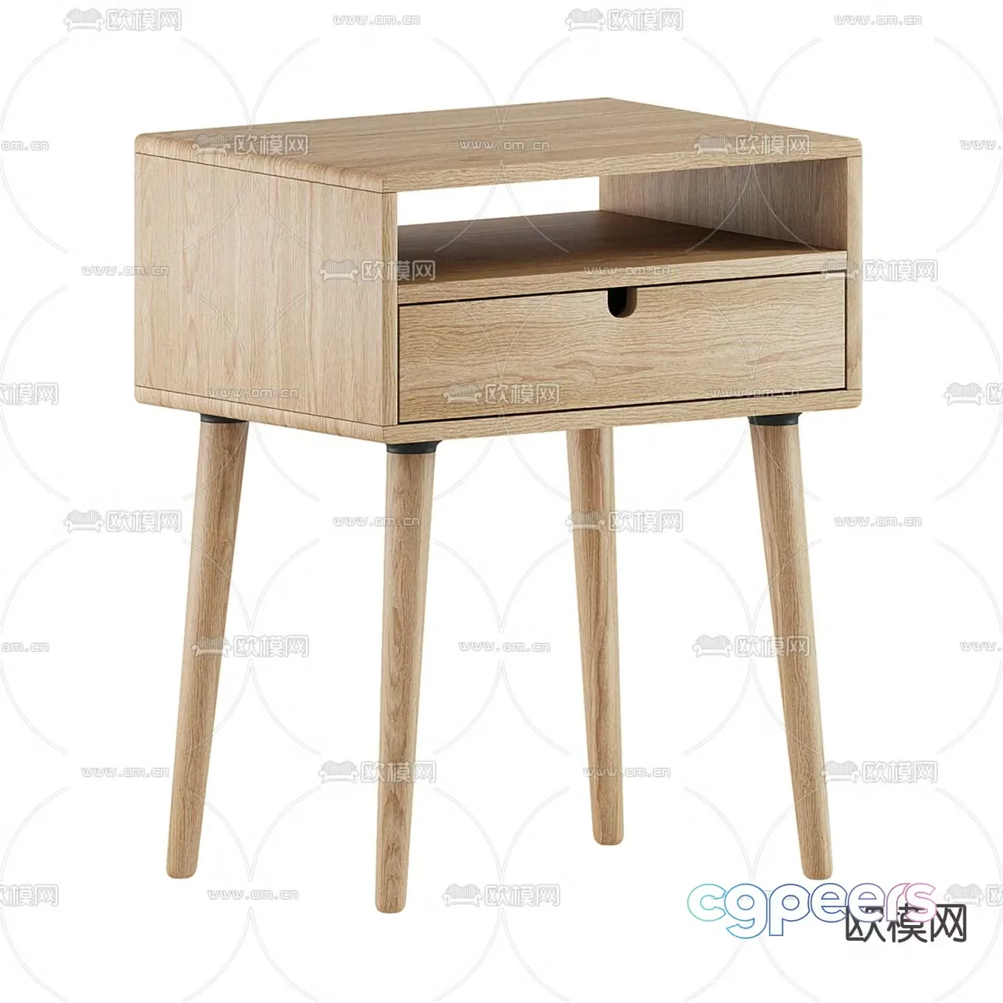 Bedside table low cabinet 3d model