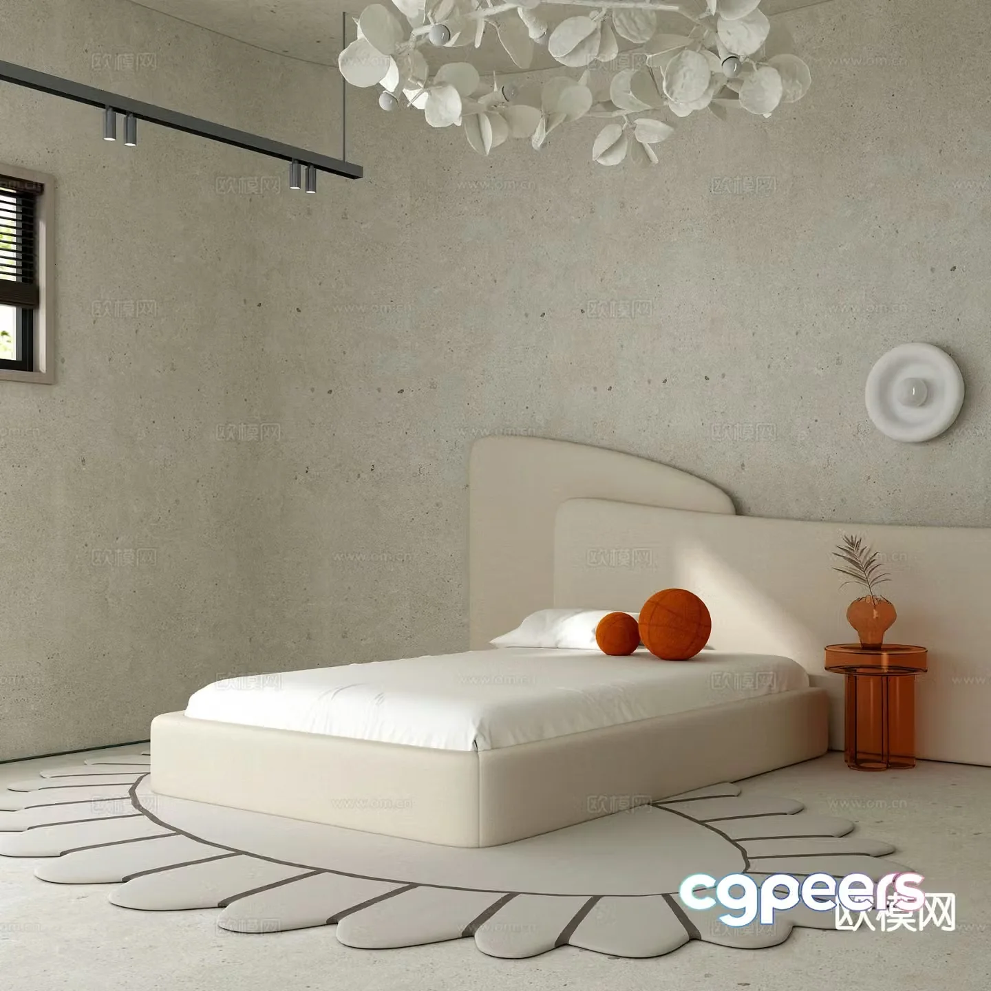 Modern single bed 3d model