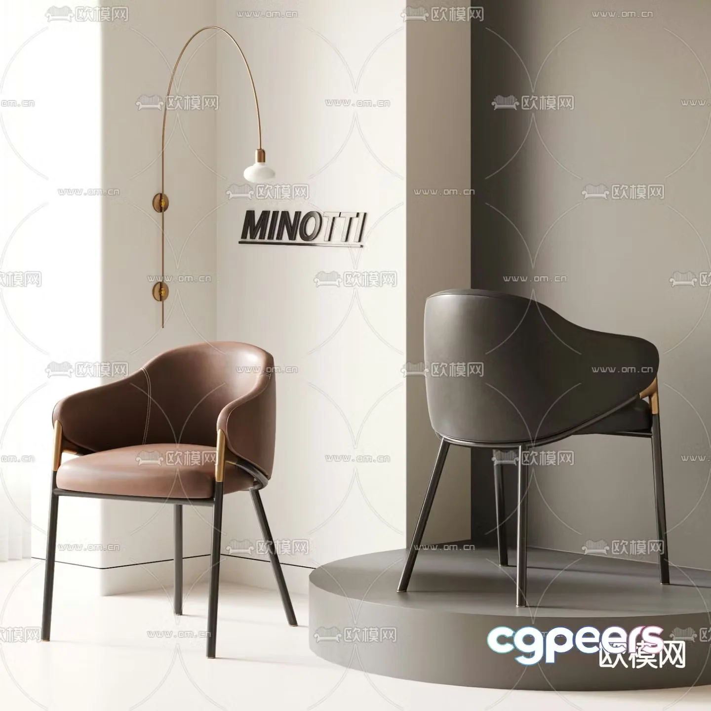 MINOTTI leather chair dining chair 3d model
