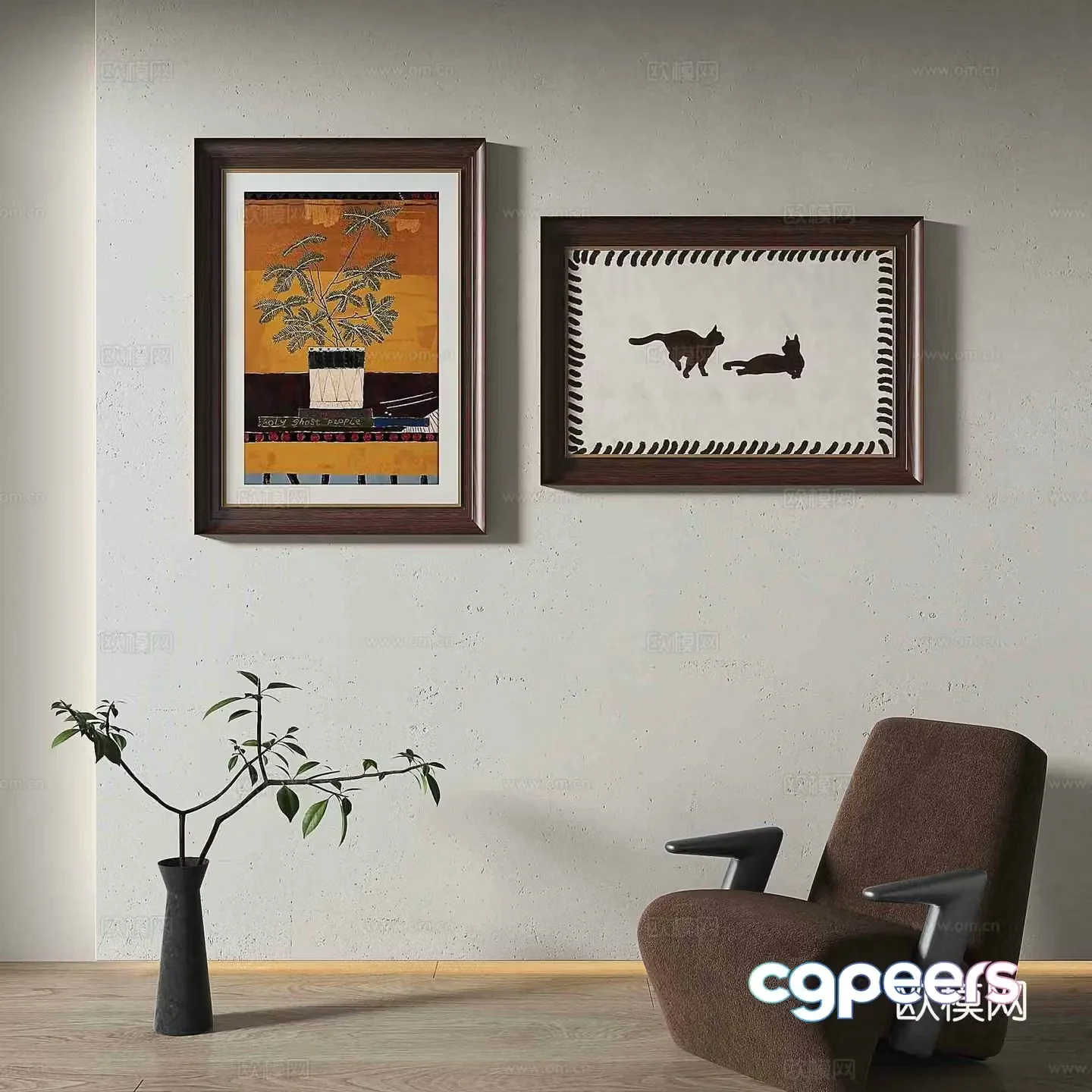 Simple European decorative painting retro painting hanging painting 3D model