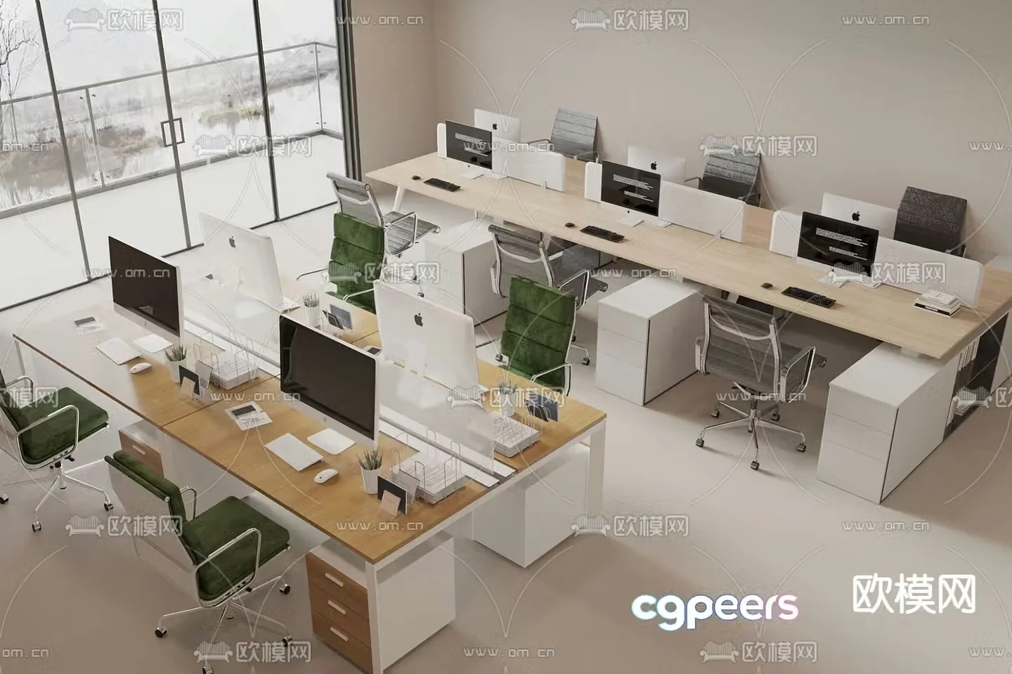 Card space desk work station post 3d model