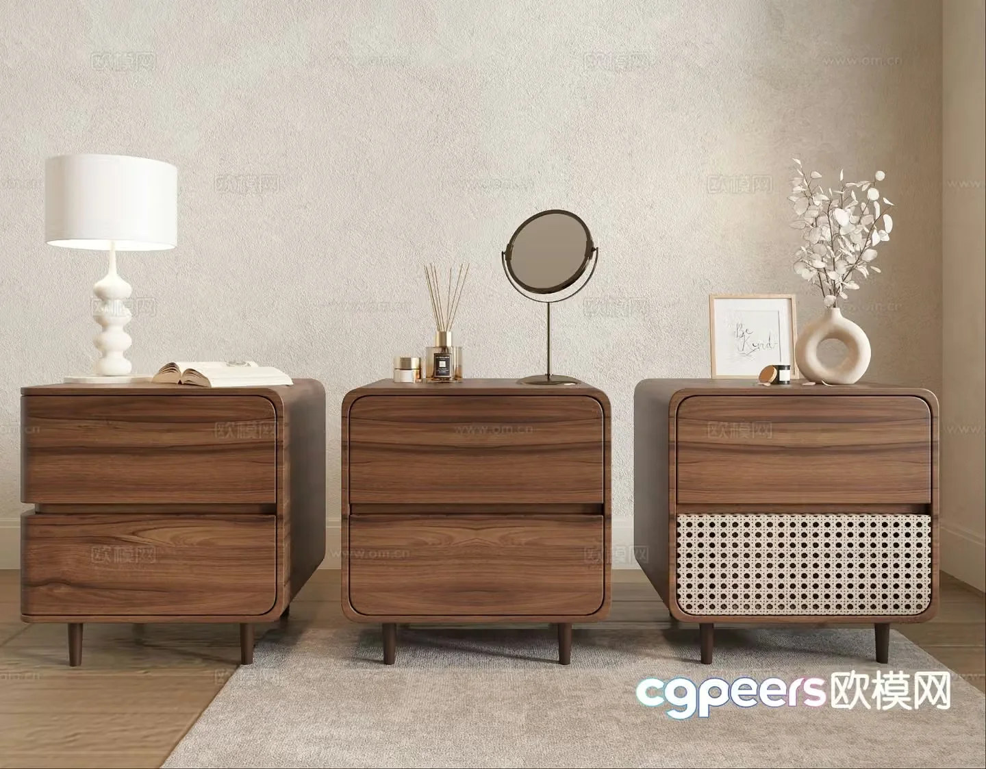 Wabi-sabi style bedside table 3d model