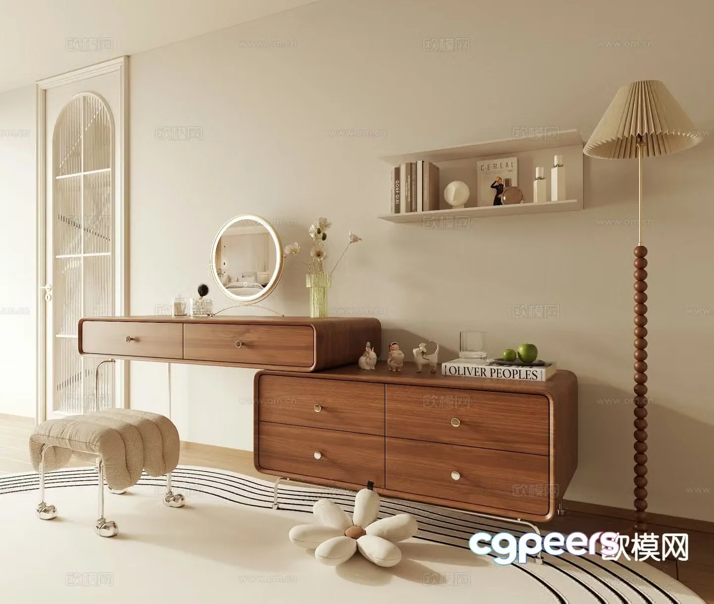 Cream style dresser 3d model