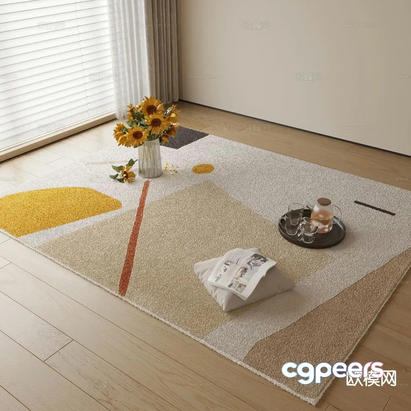 Modern square carpet 3d model