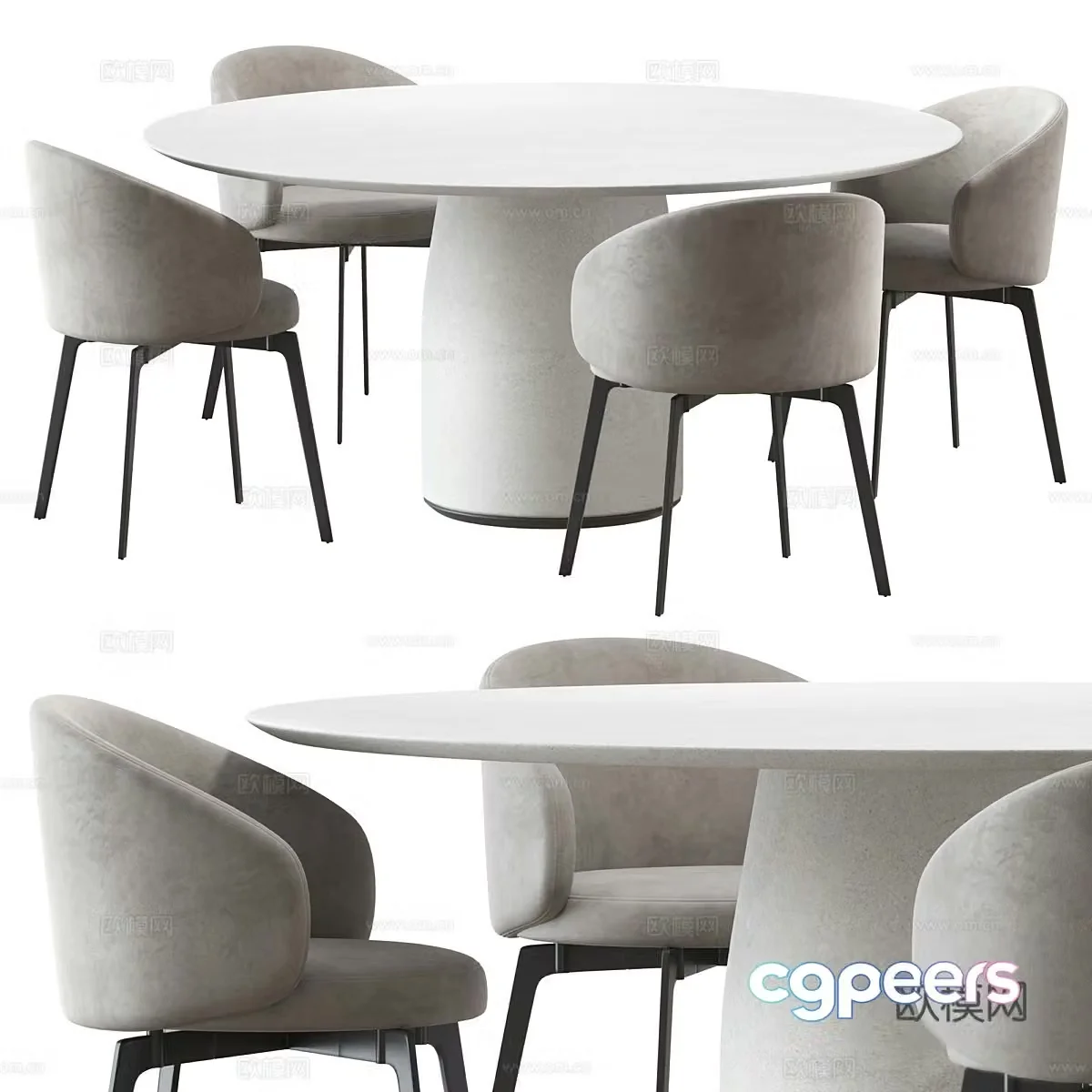 Modern dining table and chair 3d model