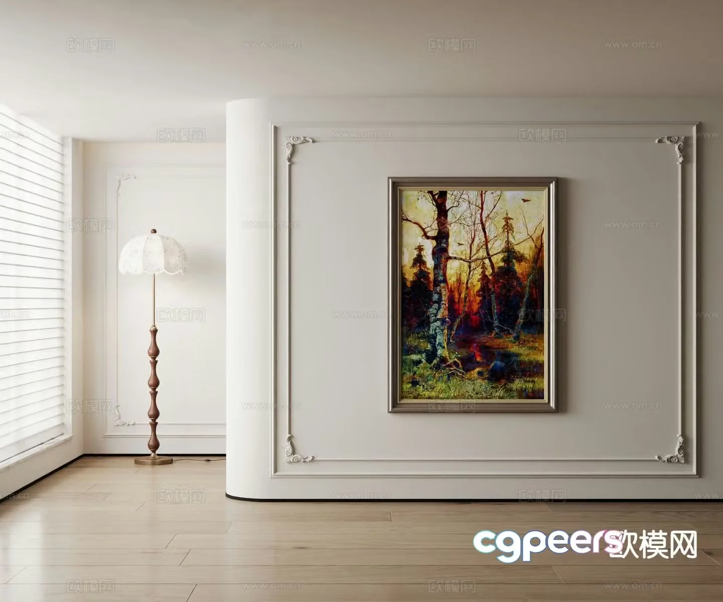 American decorative painting landscape painting oil painting 3d model