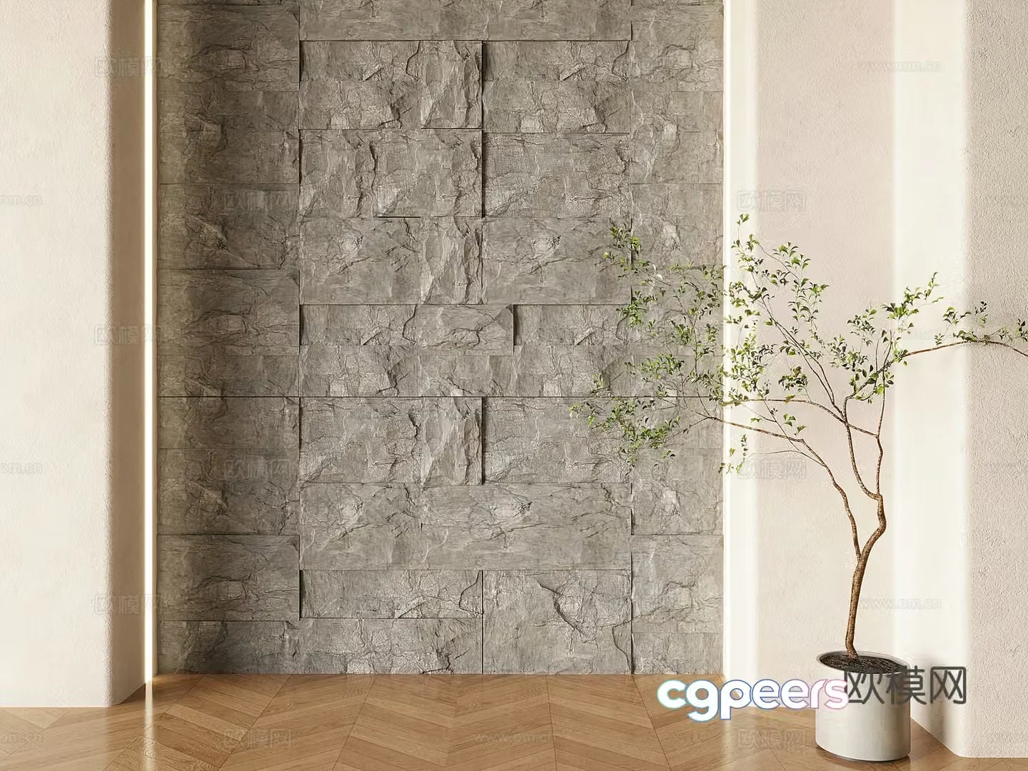 pu stone background wall rough stone rock background wall 3d model