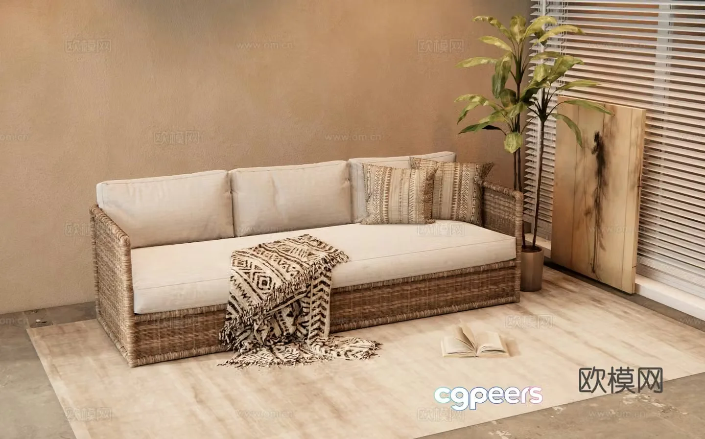 Wasabi outdoor sofa rattan sofa 3d model