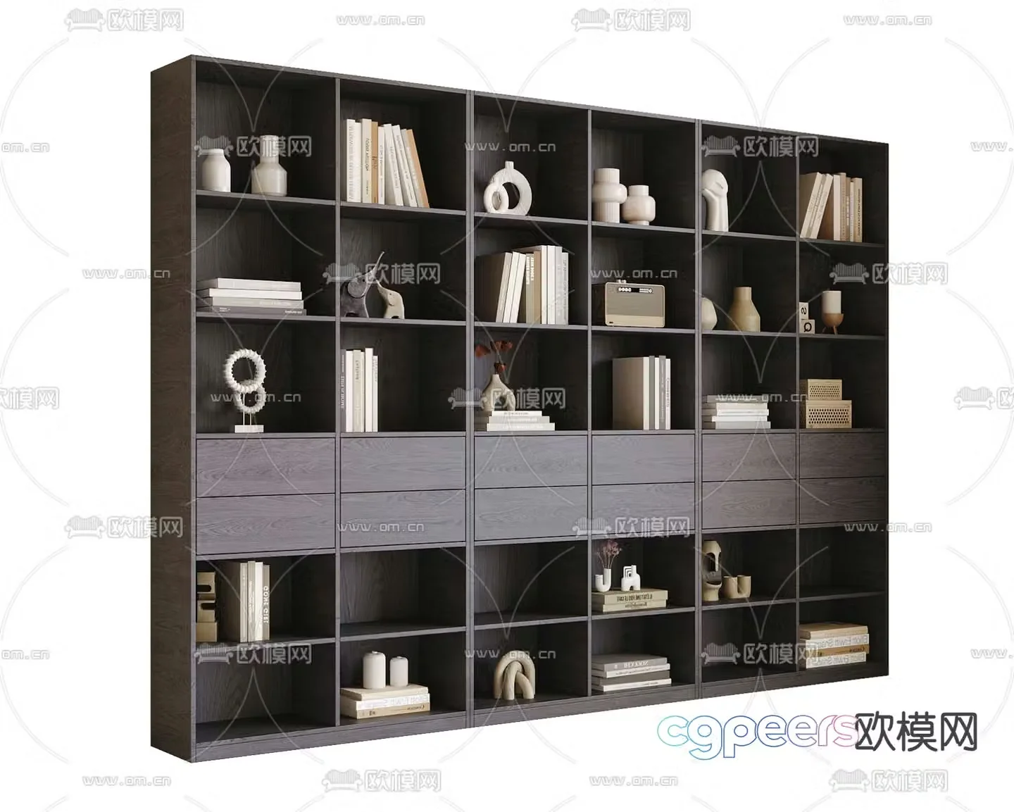 Modern bookcase bookshelf 3d model