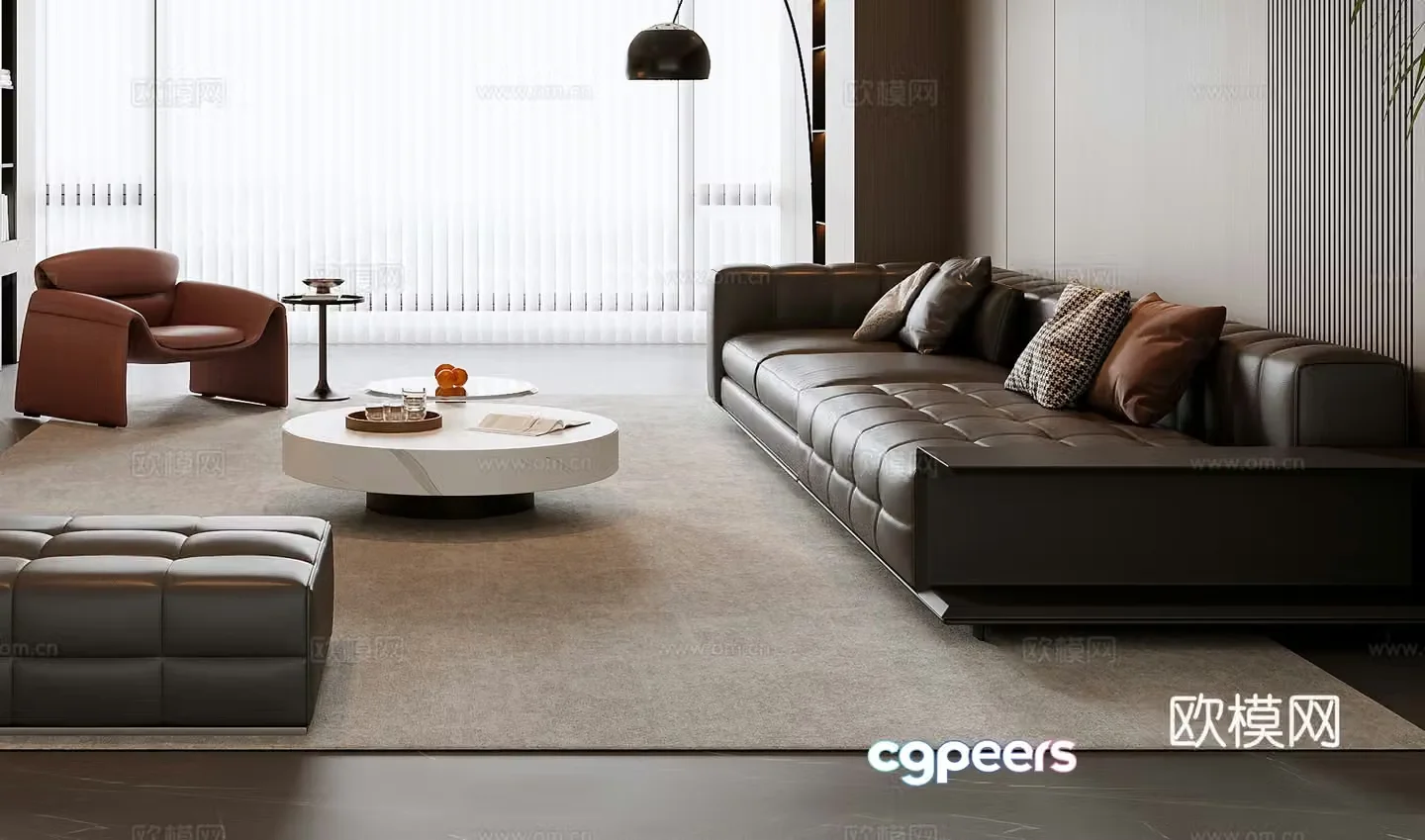 Italian sofa coffee table combination 3D model