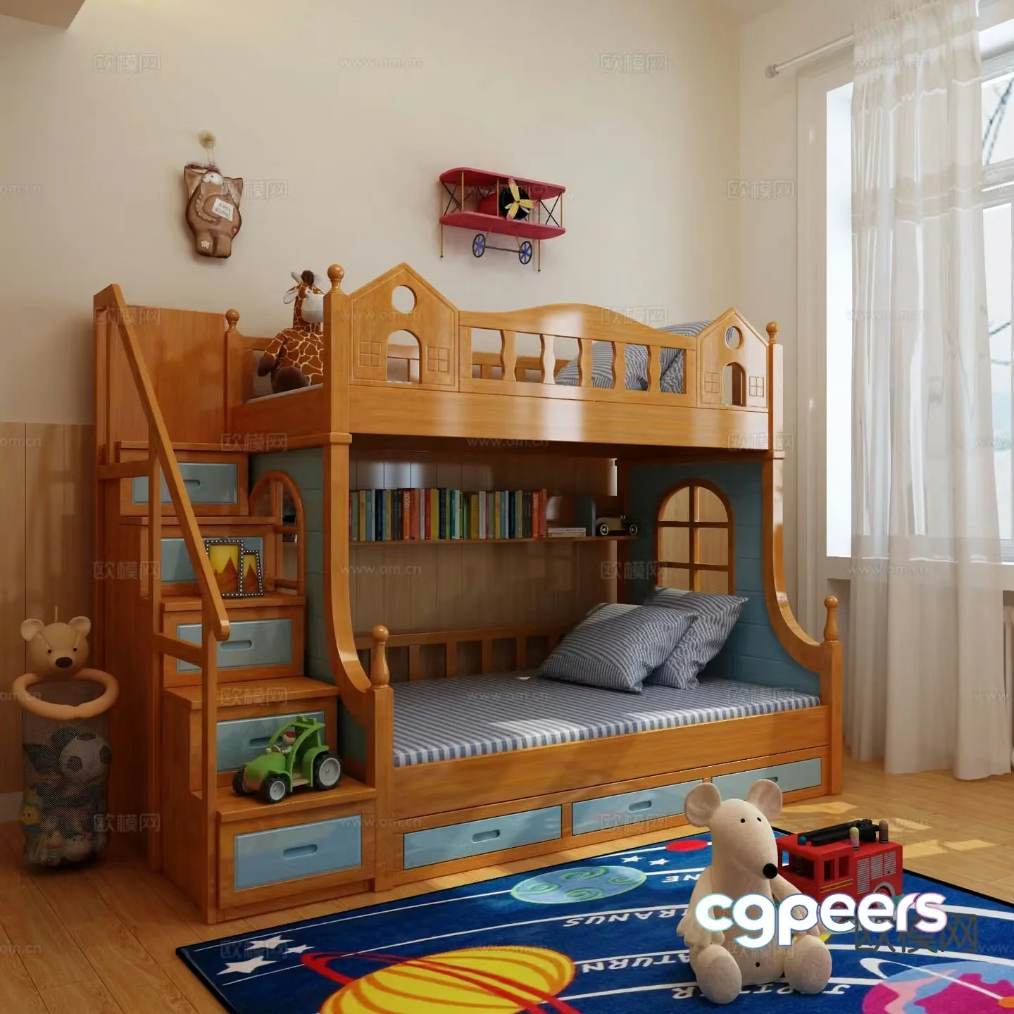 Modern children’s bed bunk bed bunk bed 3d model