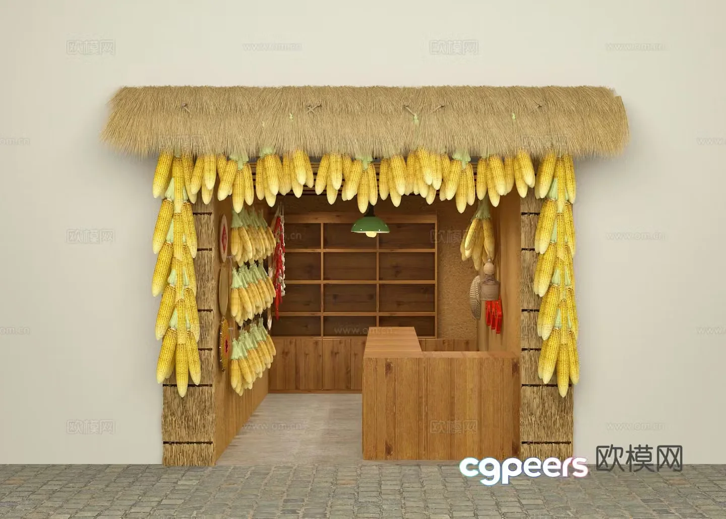 Modern rural farmhouse restaurant shop door 3D model