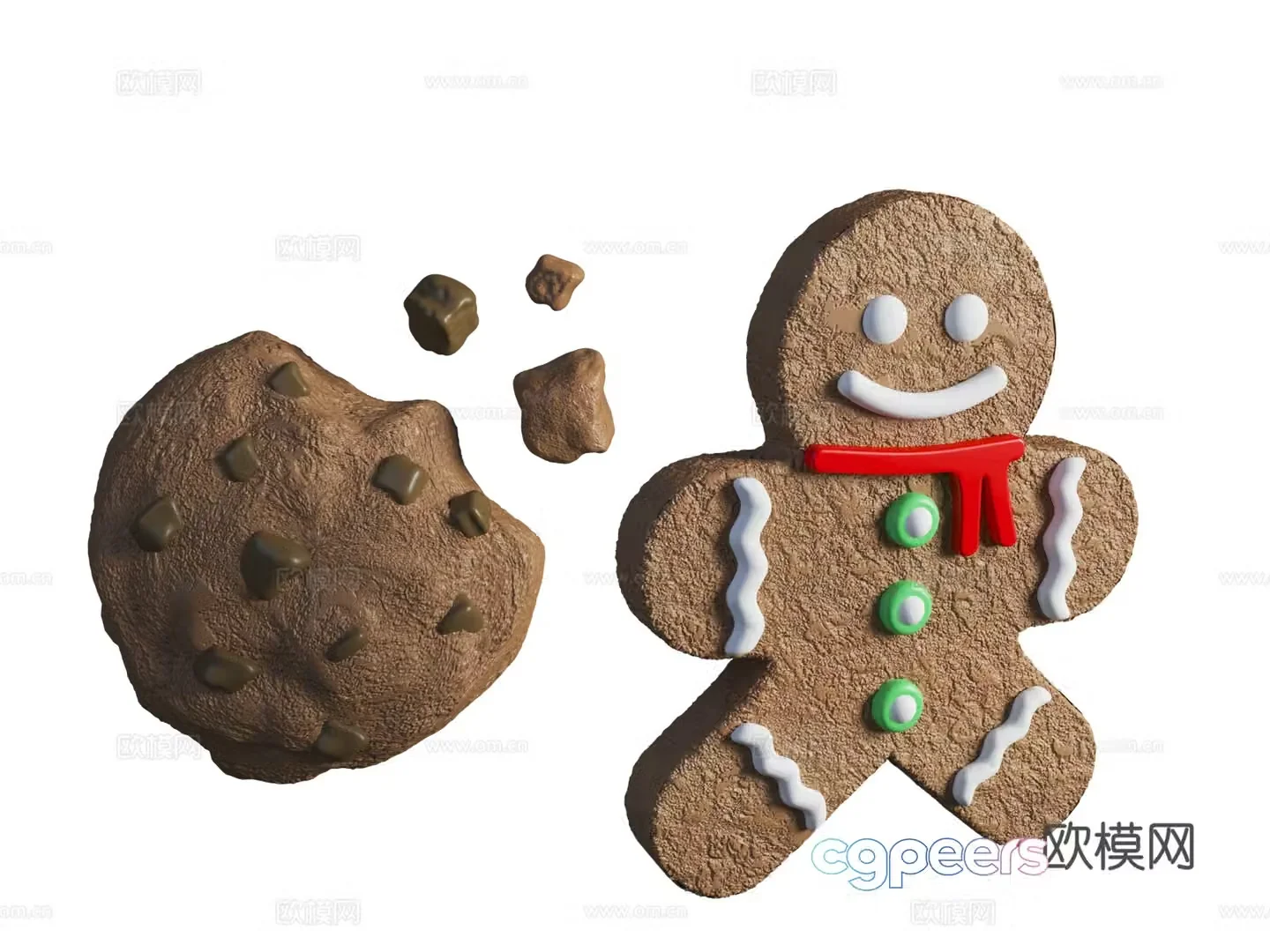 Cookie Gingerman Winter Elemental Christmas Element Snow Snow Snow Boot 3D Model