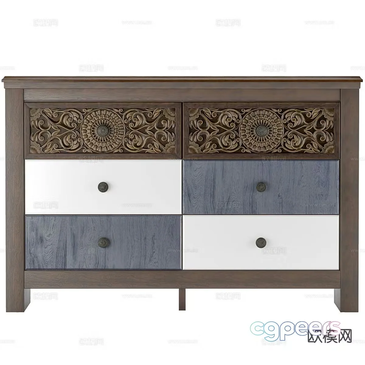 Southeast Asian chest of drawers side cabinet 3D model