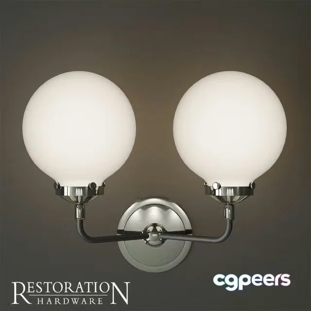 3ds Max Free – Rh bistro globe milk glass double sconce