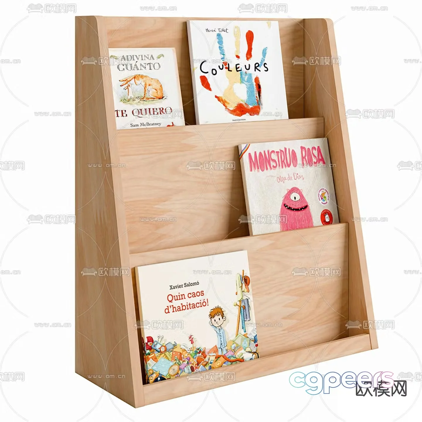 Modern children’s cabinet bookshelf 3d model