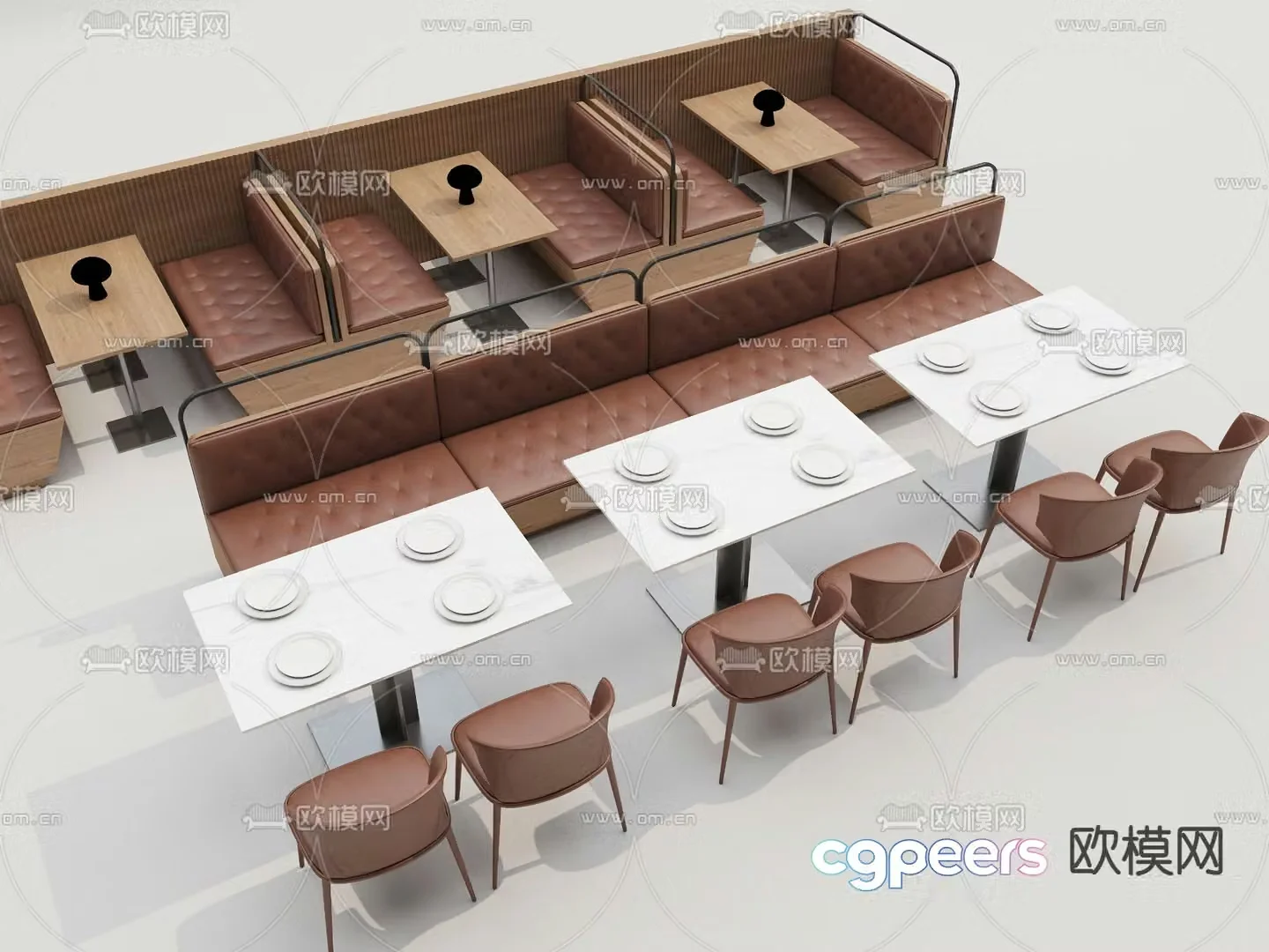 Milk tea shop booth sofa 3d model