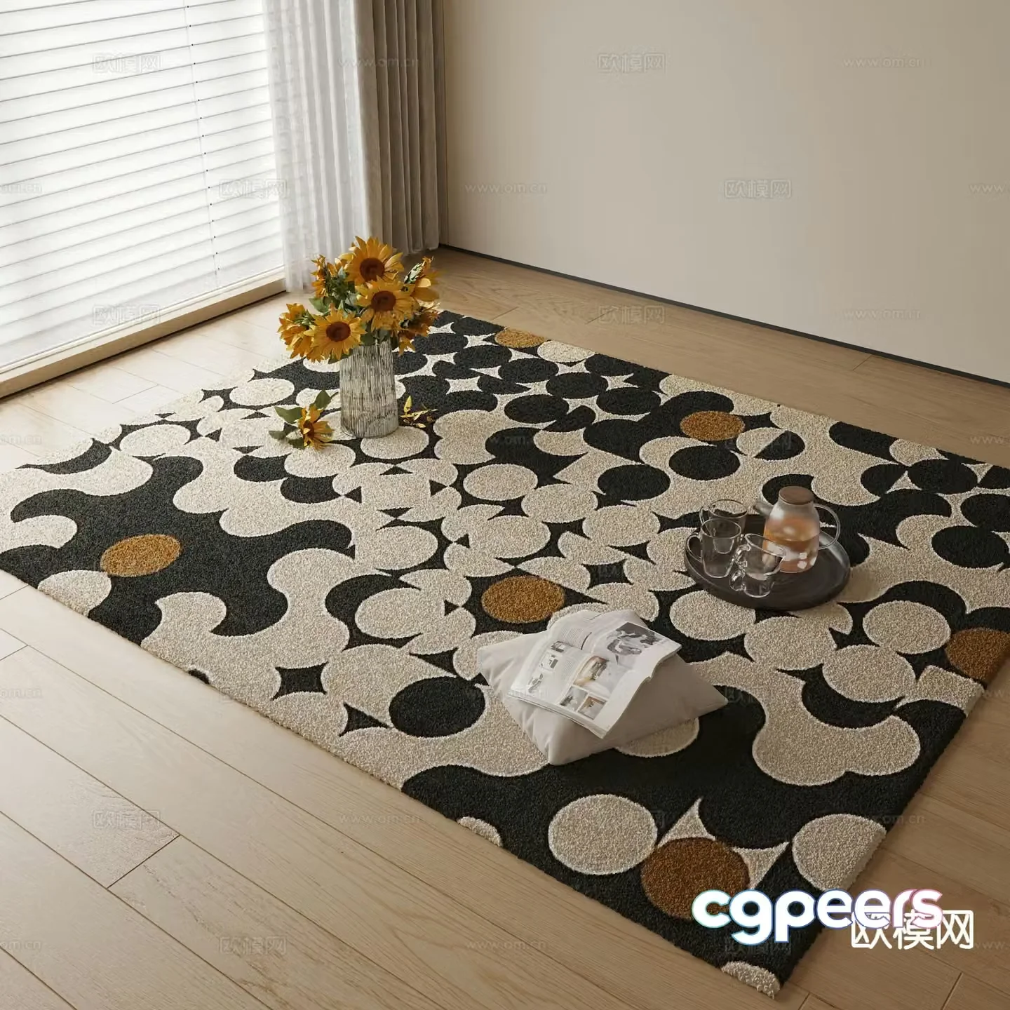 Modern square carpet 3d model
