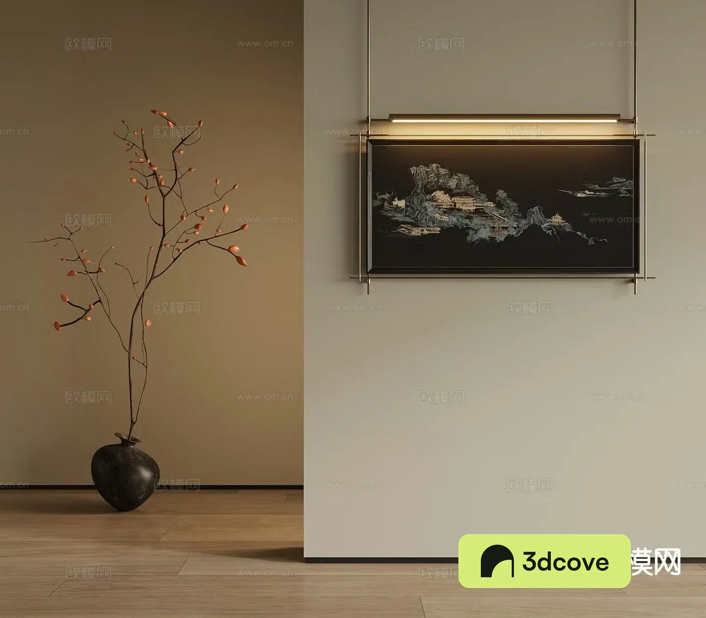 New Chinese style metal pole hanging painting decorative painting