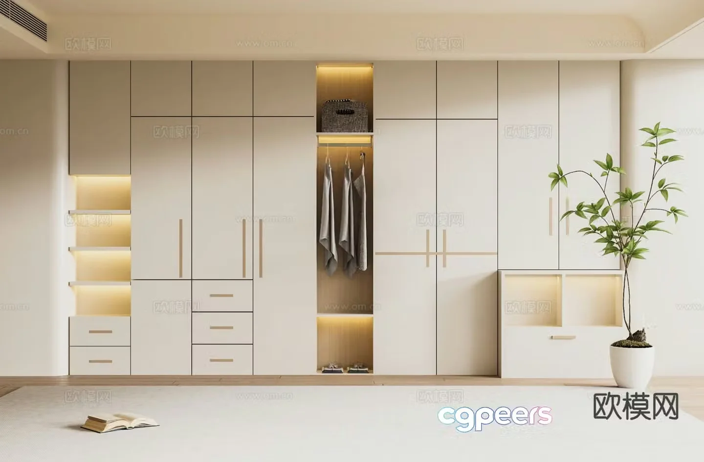 Cream style wardrobe wardrobe 3d model