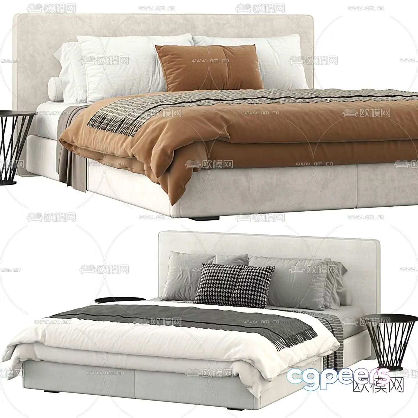 B&B italia modern double bed 3d model