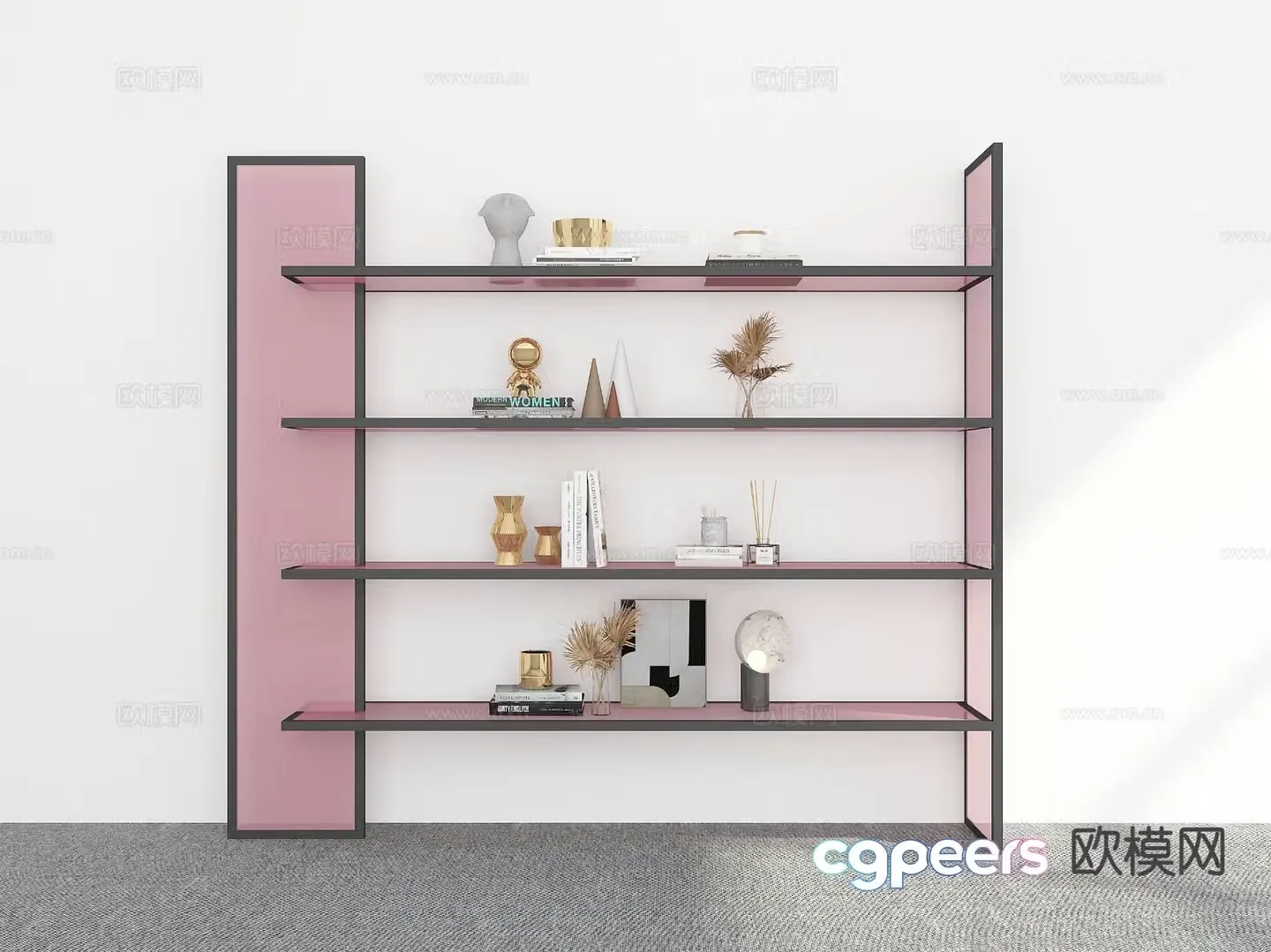 Modern bookshelf display rack 3d model