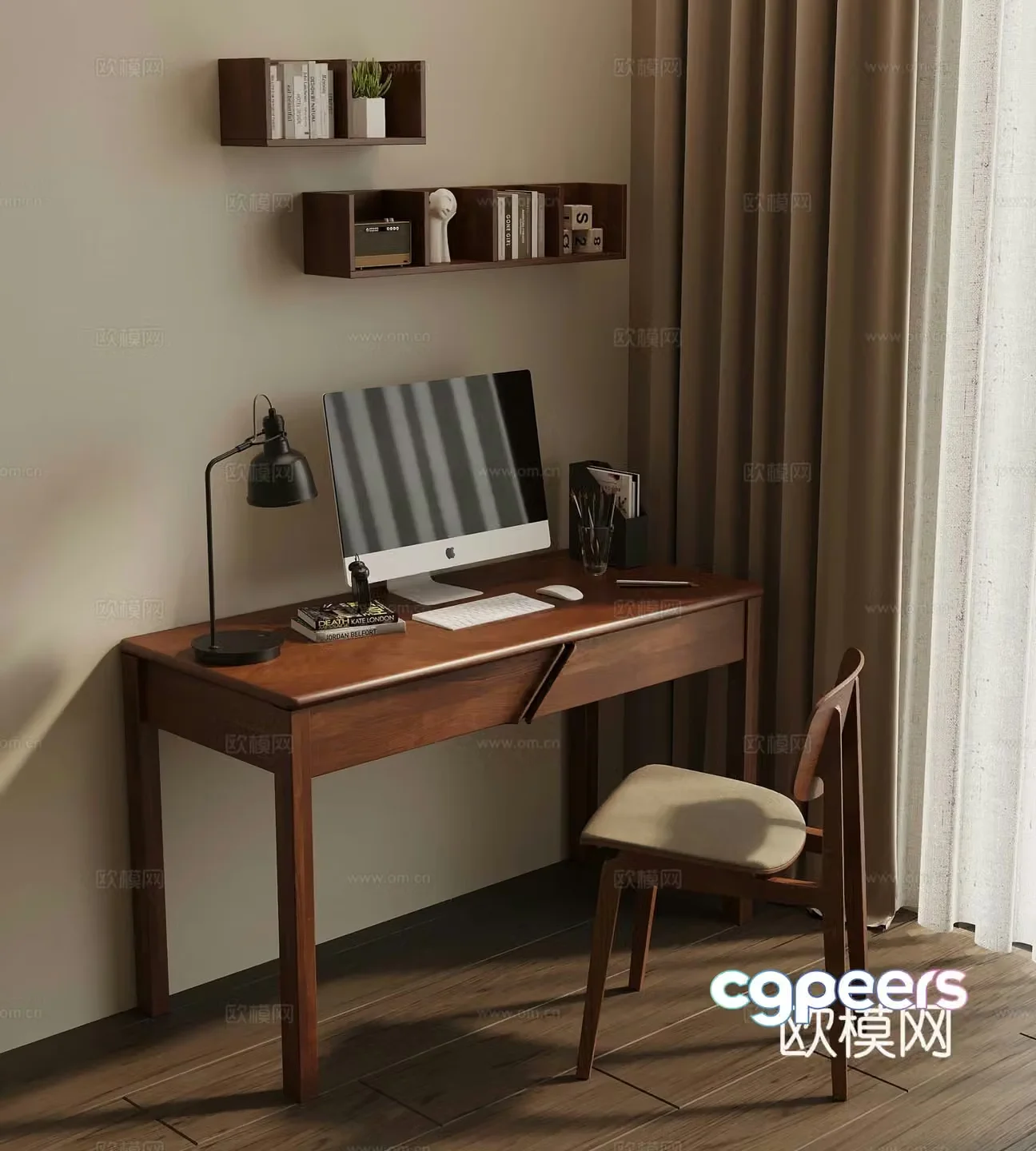Middle-aged style desk 3d model