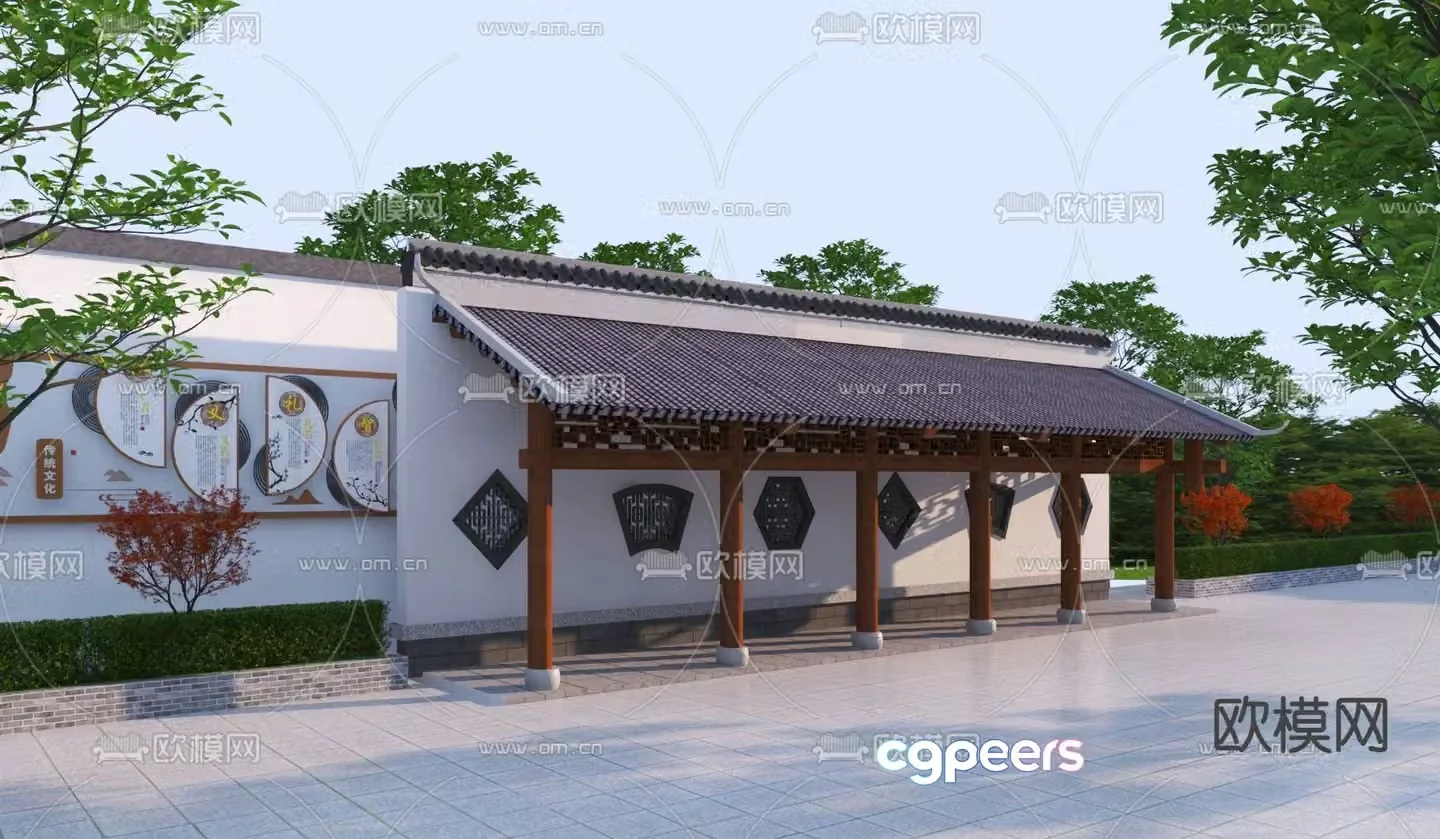 Chinese style gallery frame 3D model