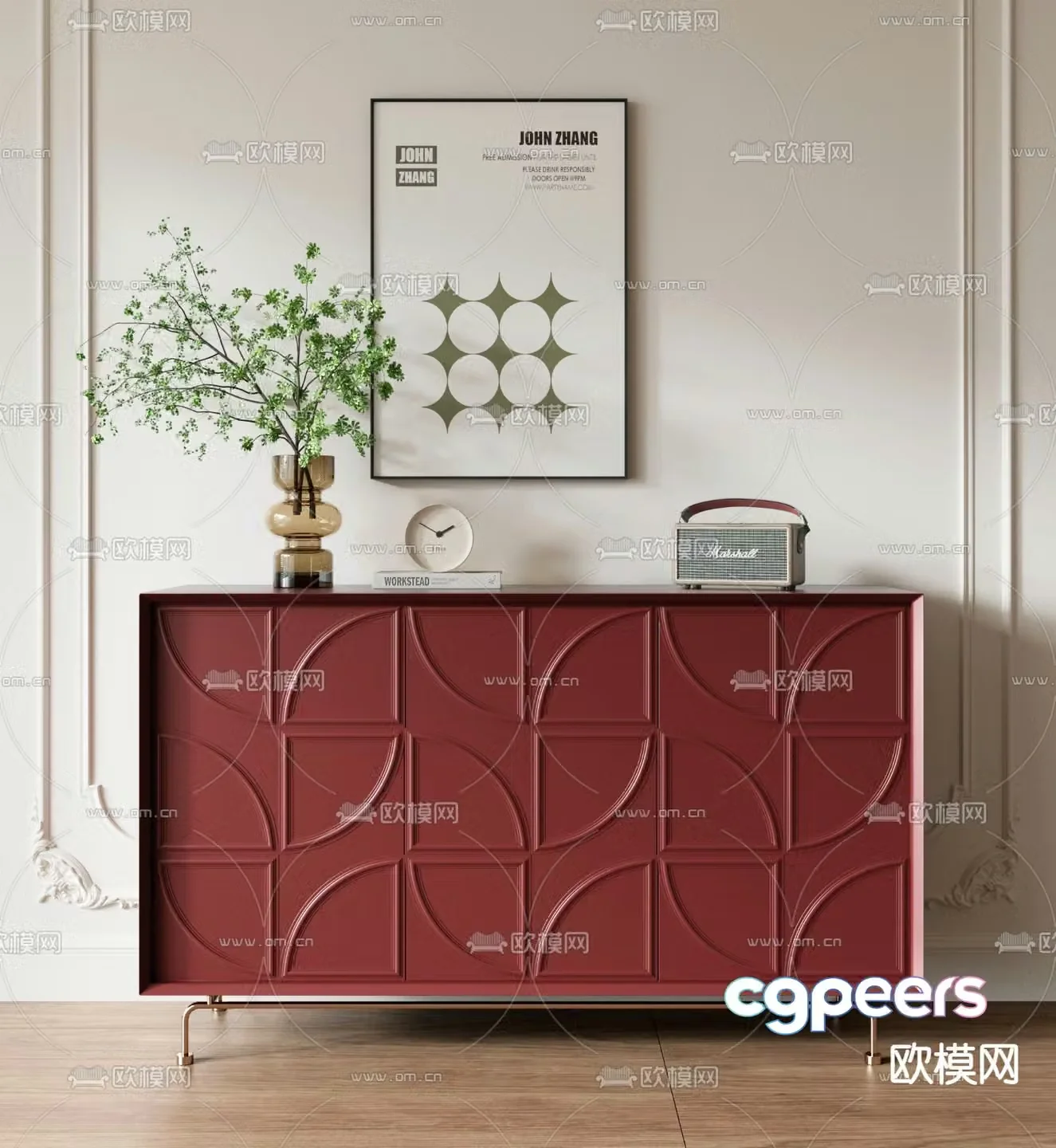Modern side cabinet entrance cabinet 3d model