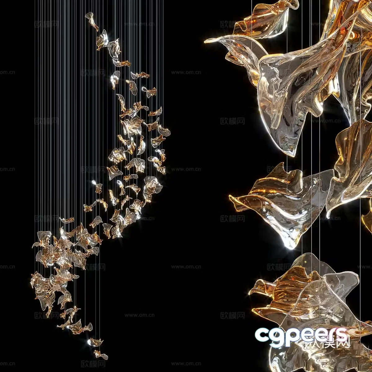Modern light luxury craft chandeliers 3D model