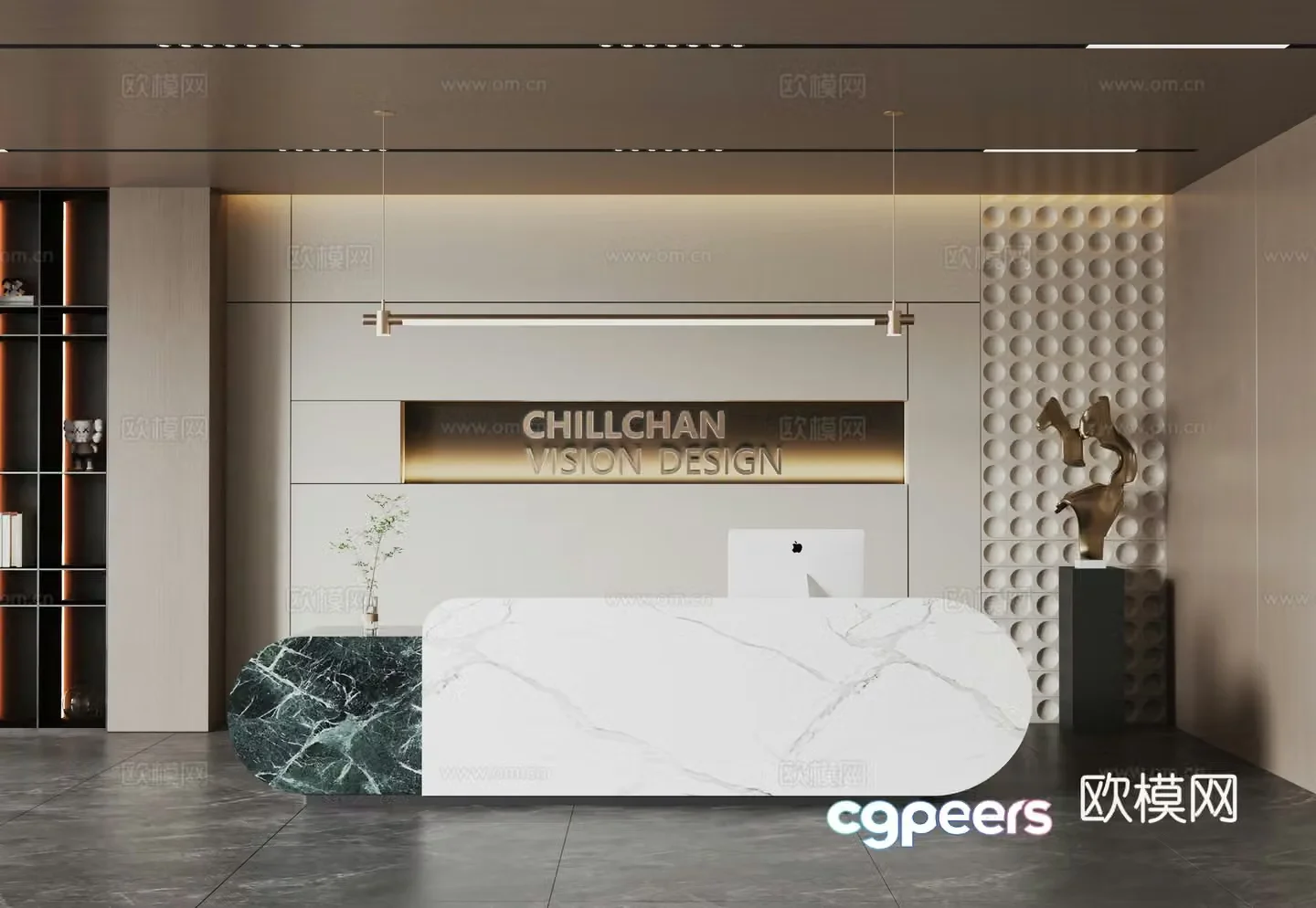 Modern company front desk 3D model