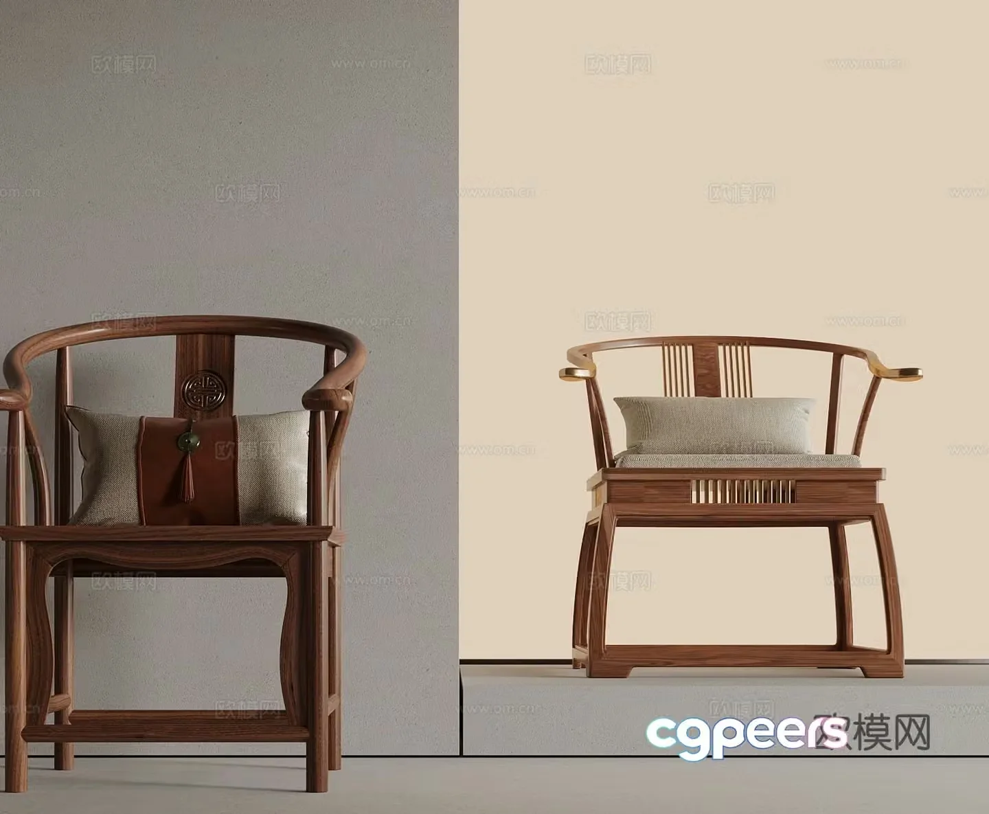 New Chinese style armchair leisure chair 3d model