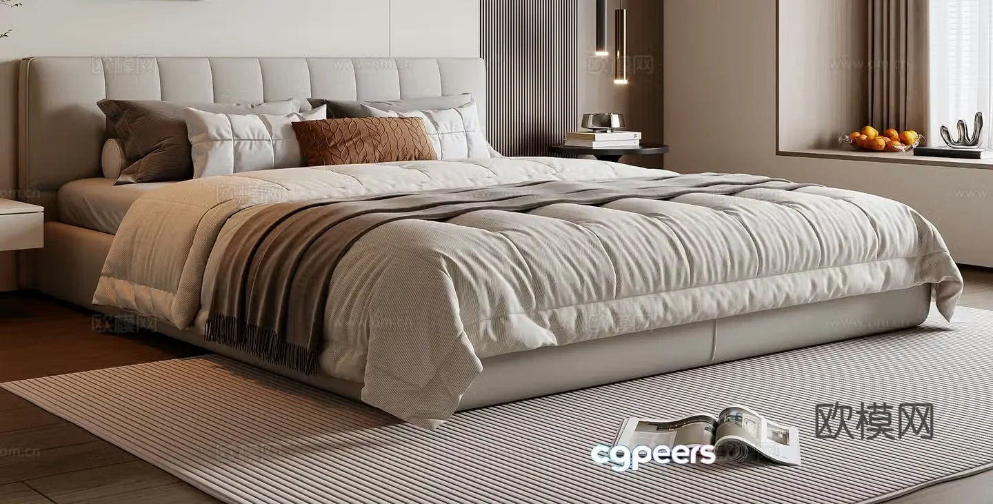 Modern double bed 3d model