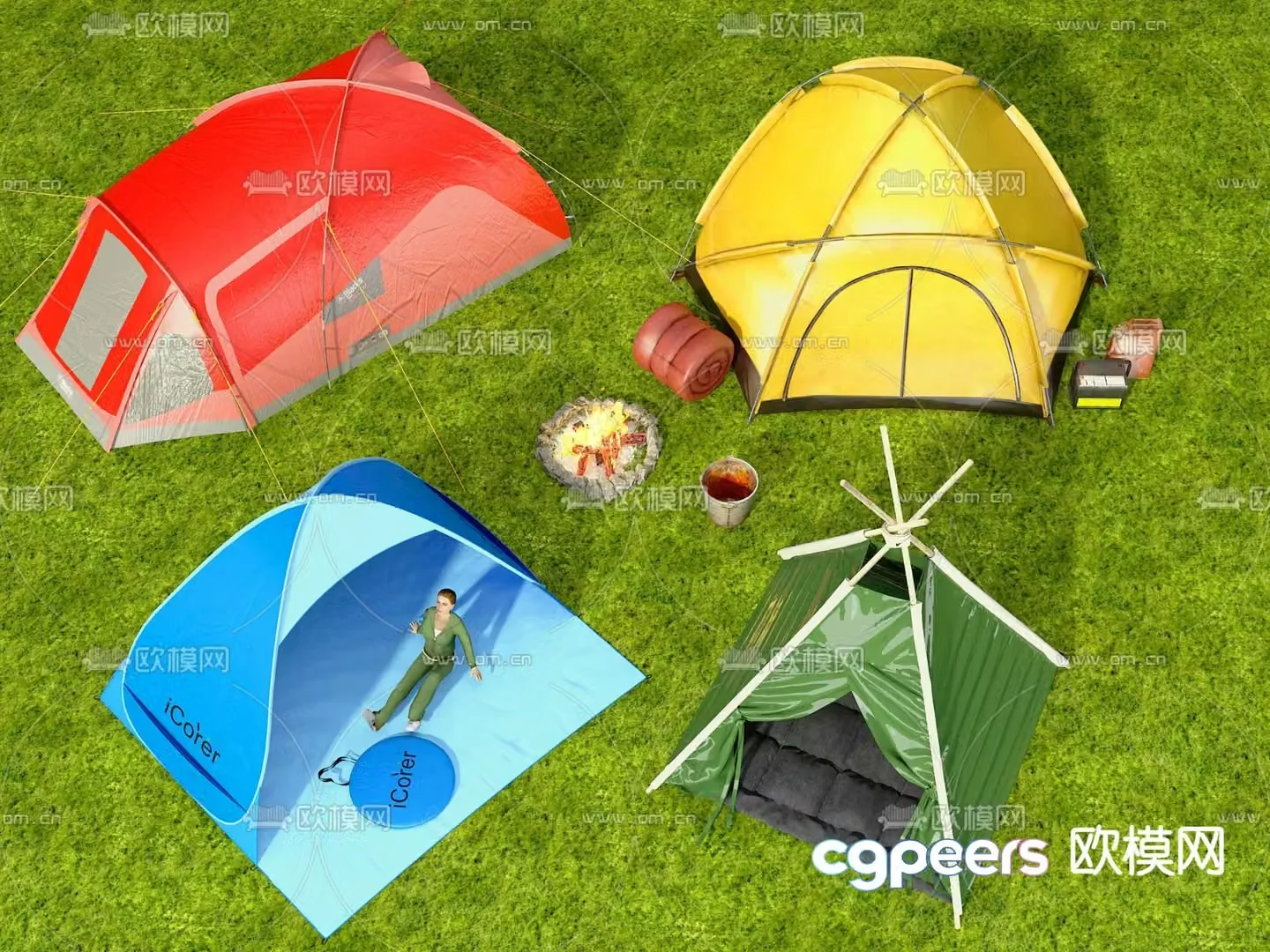 Outdoor camping tent 3d model