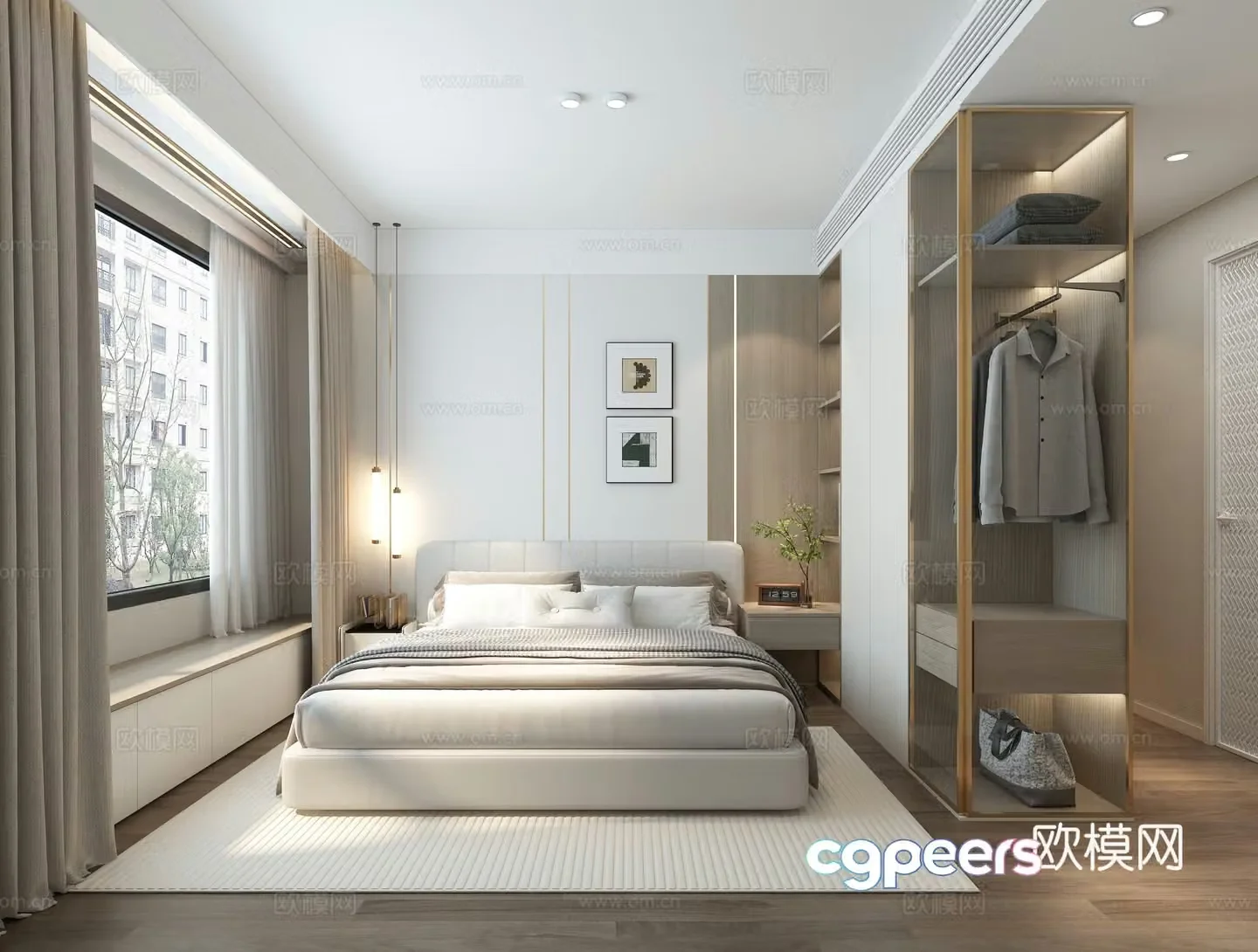 Modern bedroom tatami study 3d model