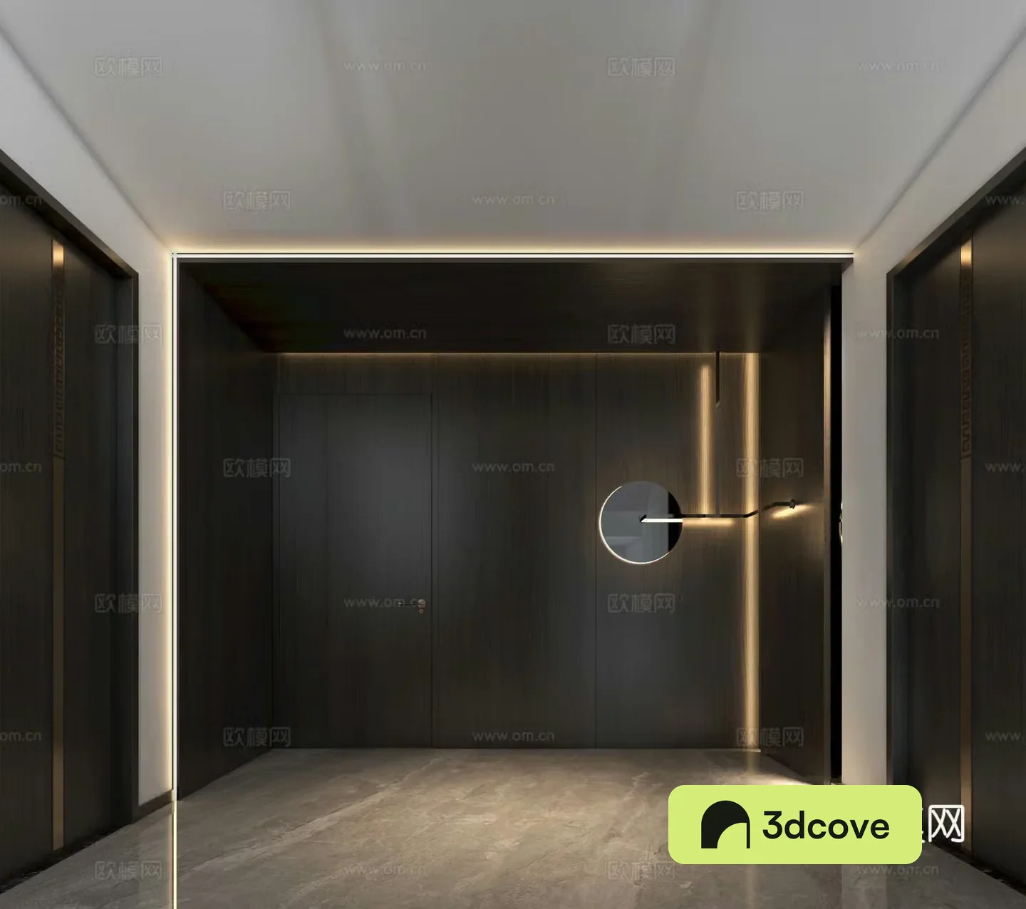 Modern elevator front hall