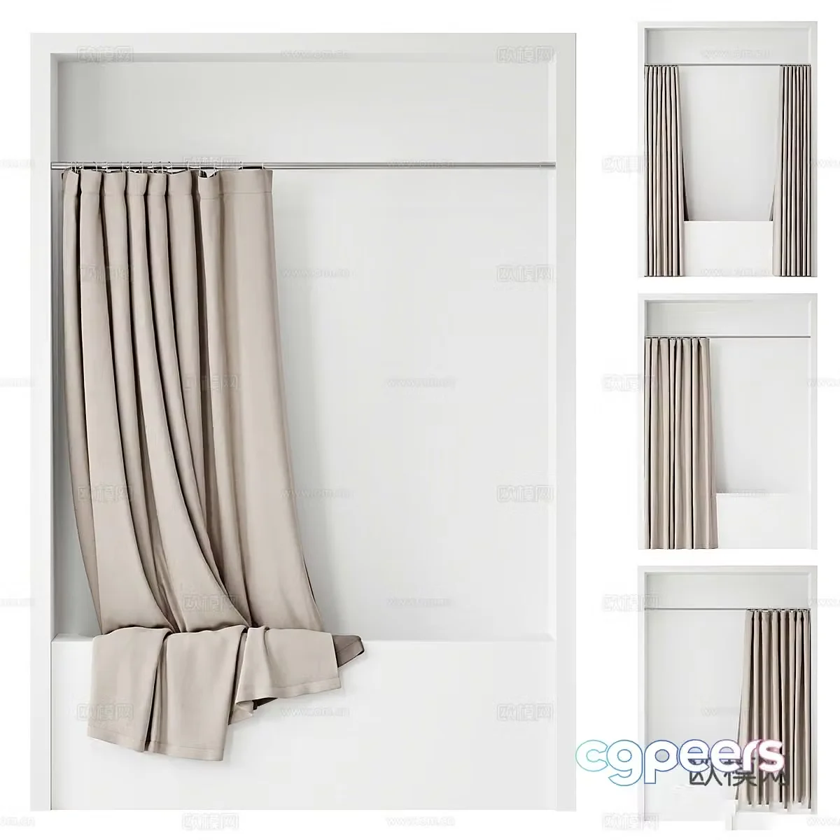 Bathtub shower curtain 3d model